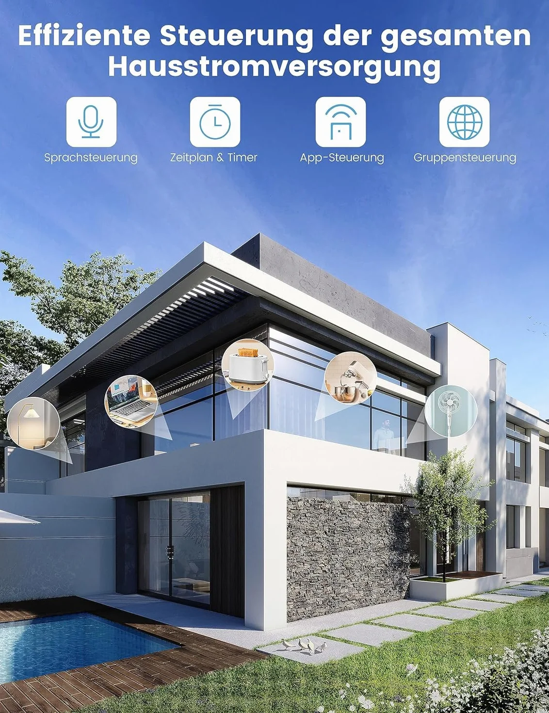 UseeLink Matter listwa zasilająca, ładowarka USB C, 30 W, inteligentne gniazdko wtykowe Wi-Fi, szybka ładowarka współpracuje z Alexa, Apple HomeKit i Google, 16 A