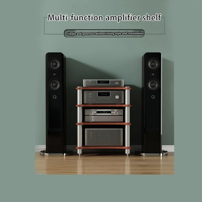 Wytrzymały, 4-poziomowy stojak na sprzęt audio do salonu, gier i nagrań – szafka na sprzęt Hi-Fi z konsolą do gramofonu (biały, 60 x 48 x 85 cm)