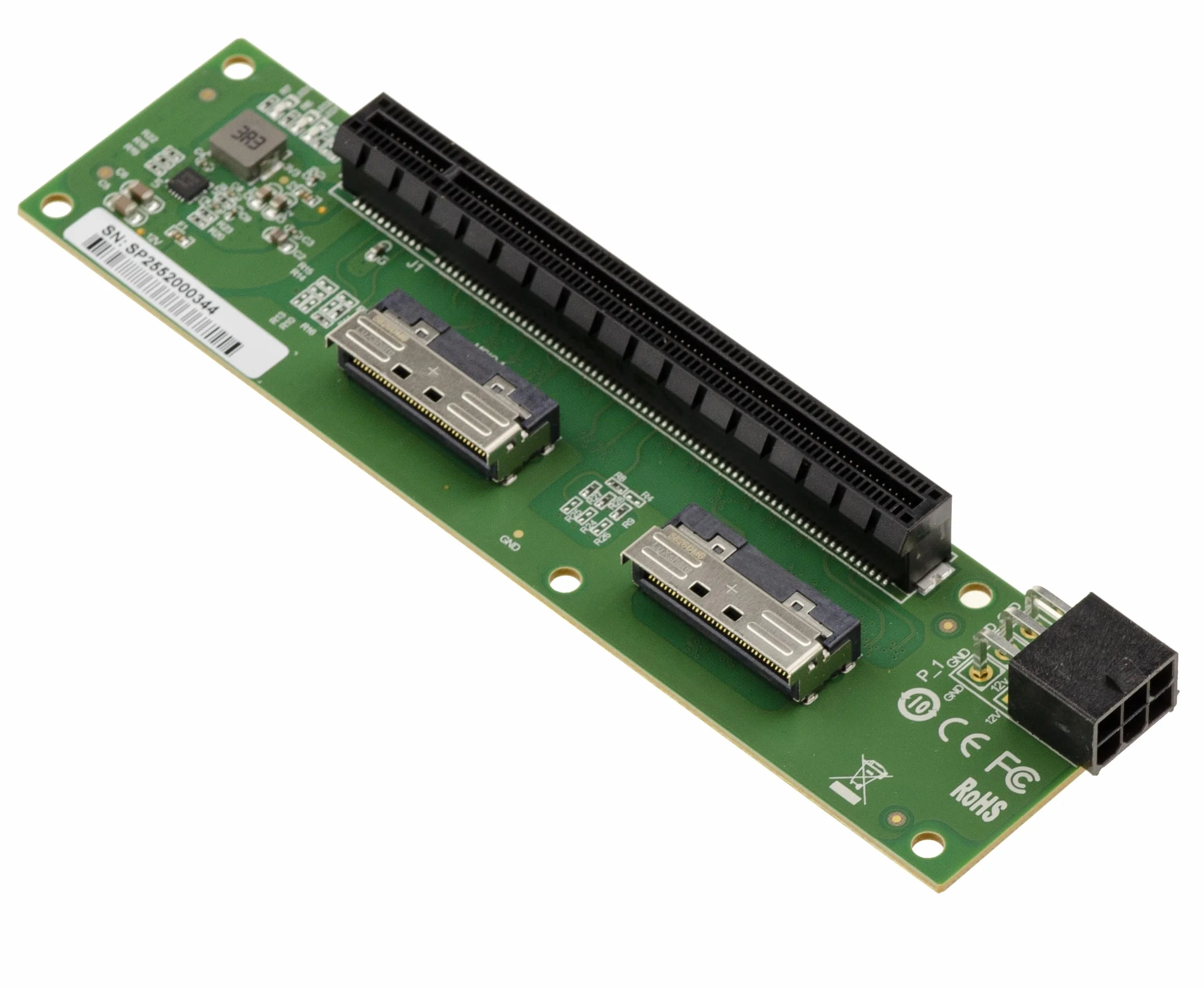 KALEA-INFORMATIQUE Karta 2-portowa MCIO 8i do PCIe Gen 5.0 x8 lub x16 do przeniesienia jednego portu PCI Express, złącza MCIO równoległe do gniazda PCIe