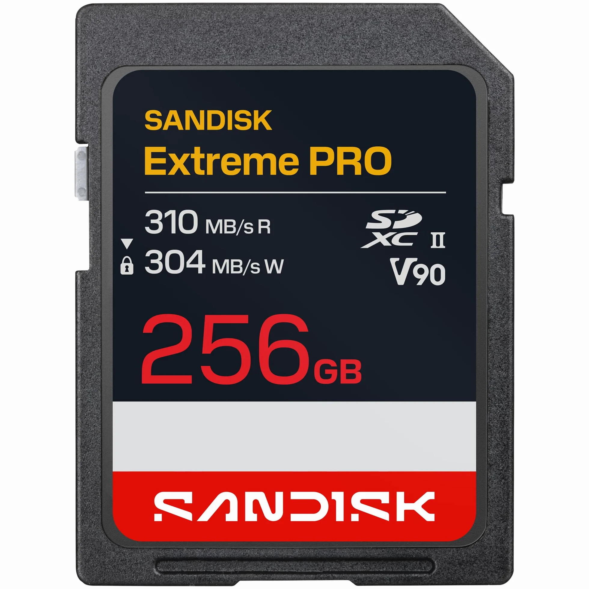 SANDISK Extreme PRO UHS-II V90 Karta SD 256 GB (prędkość odczytu do 310 MB/s, prędkość zapisu do 304 MB/s, współpracuje z lustrzankami i aparatami bezlusterkowymi)