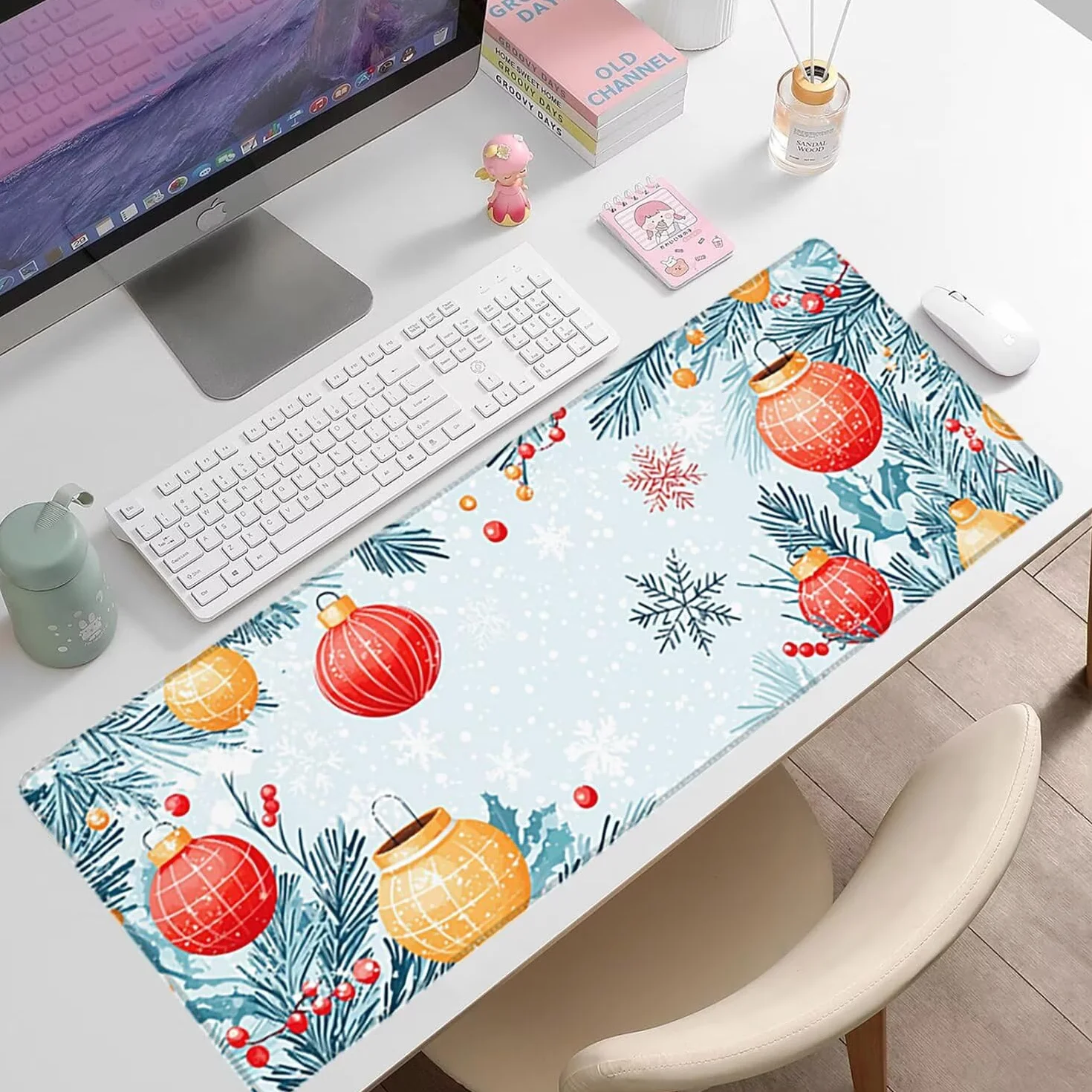 Podkładka pod mysz XXL, krajobraz, duża podkładka pod mysz dla graczy, 1600 x 800 x 3 mm, niebieska podkładka pod mysz ze szwami na krawędziach, ponadwymiarowa, antypoślizgowa gumowa podkładka pod