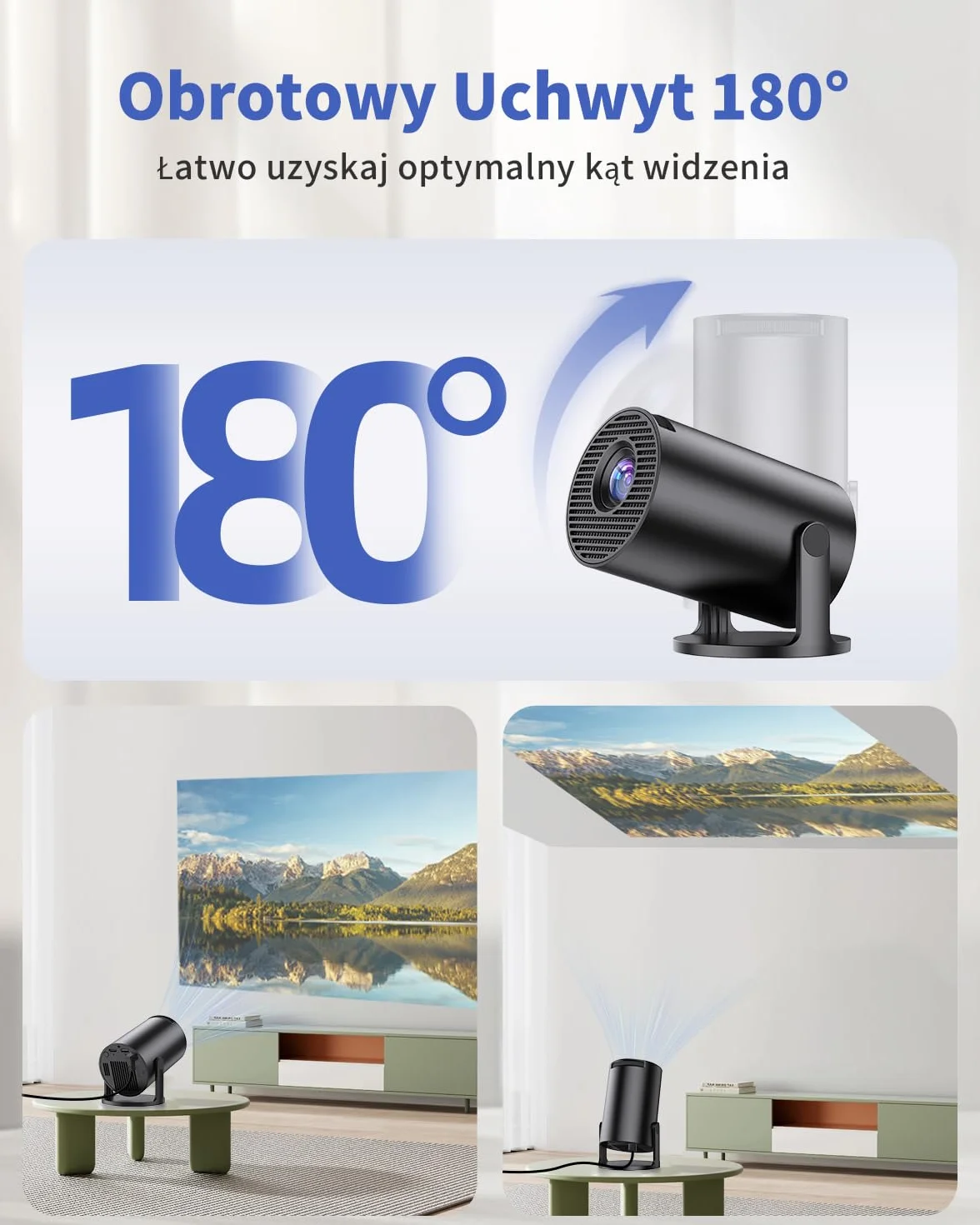 Przenośny rzutnik, Yoton Mini projektor z Wi-Fi 6/Bluetooth 5.4, bezprzewodowe odbicie ekranu (Android i iOS) obsługa 1080p, Auto Keystone, kompatybilny z HDMI, Native 720P, czarny