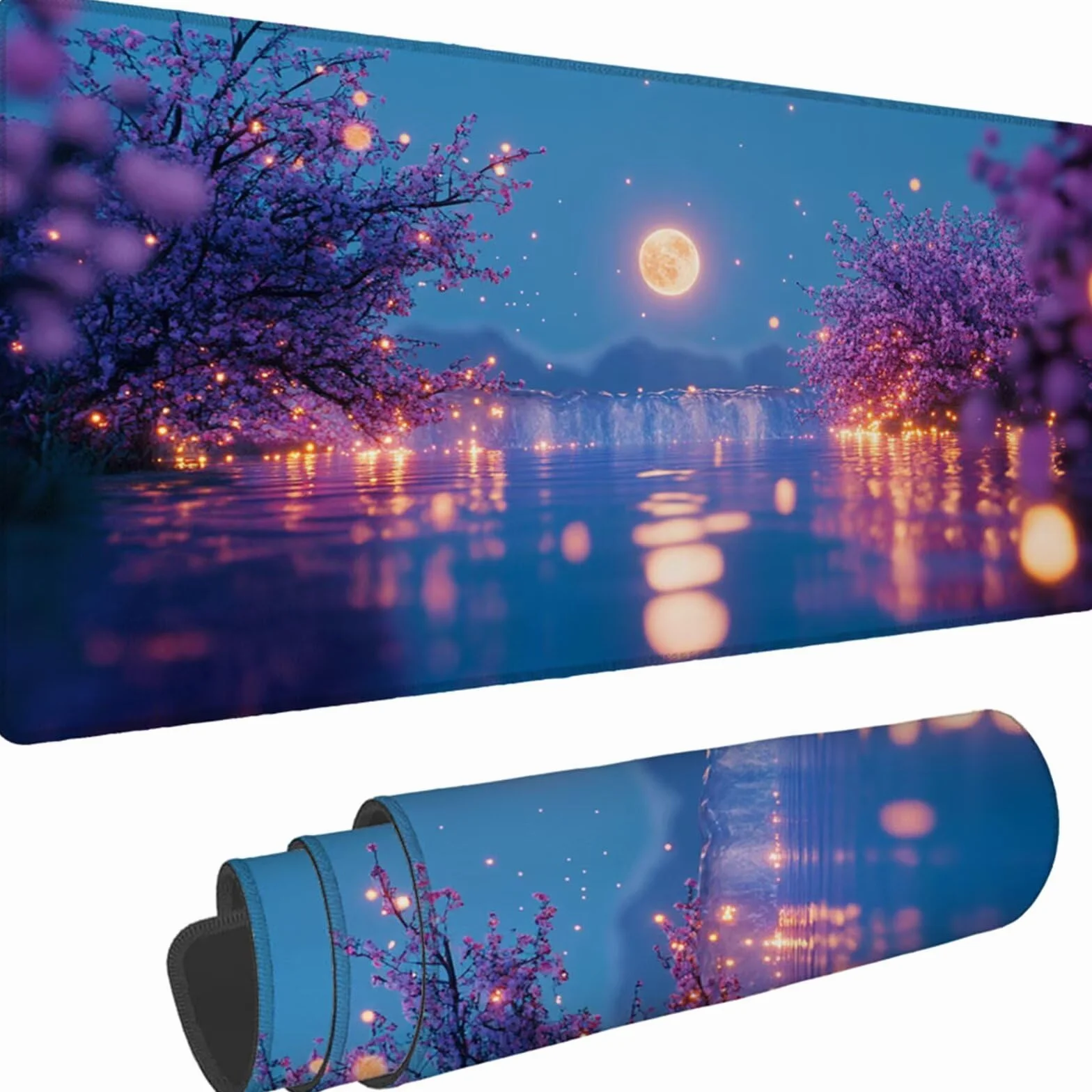 Gamingowa podkładka pod mysz 1200 x 600 x 3 mm, XXL, wodoszczelna, odporna na ścieranie, z przyszytymi krawędziami, niebieska, podkładka na biurko, poprawia prędkość i precyzję, do komputera, biura