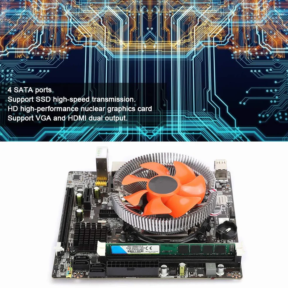 Płyta Główna Komputera, Zestaw Płyt Głównych do Komputerów Stacjonarnych I5 B75 Płyta Główna DDR3 Pamięć 4G Dual-USB 3.0 SATA3 Części Komputerowe, Obsługuje Podwójne Wyjście VGA i
