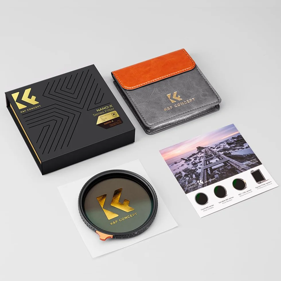 K&F CONCEPT 52 mm 1/4 czarna mgiełka i zmienne filtry ND2-32, wielofunkcyjne czarne dyfuzji, regulowane filtry ND 2 w 1, neutralna gęstość do obiektywu DSLR
