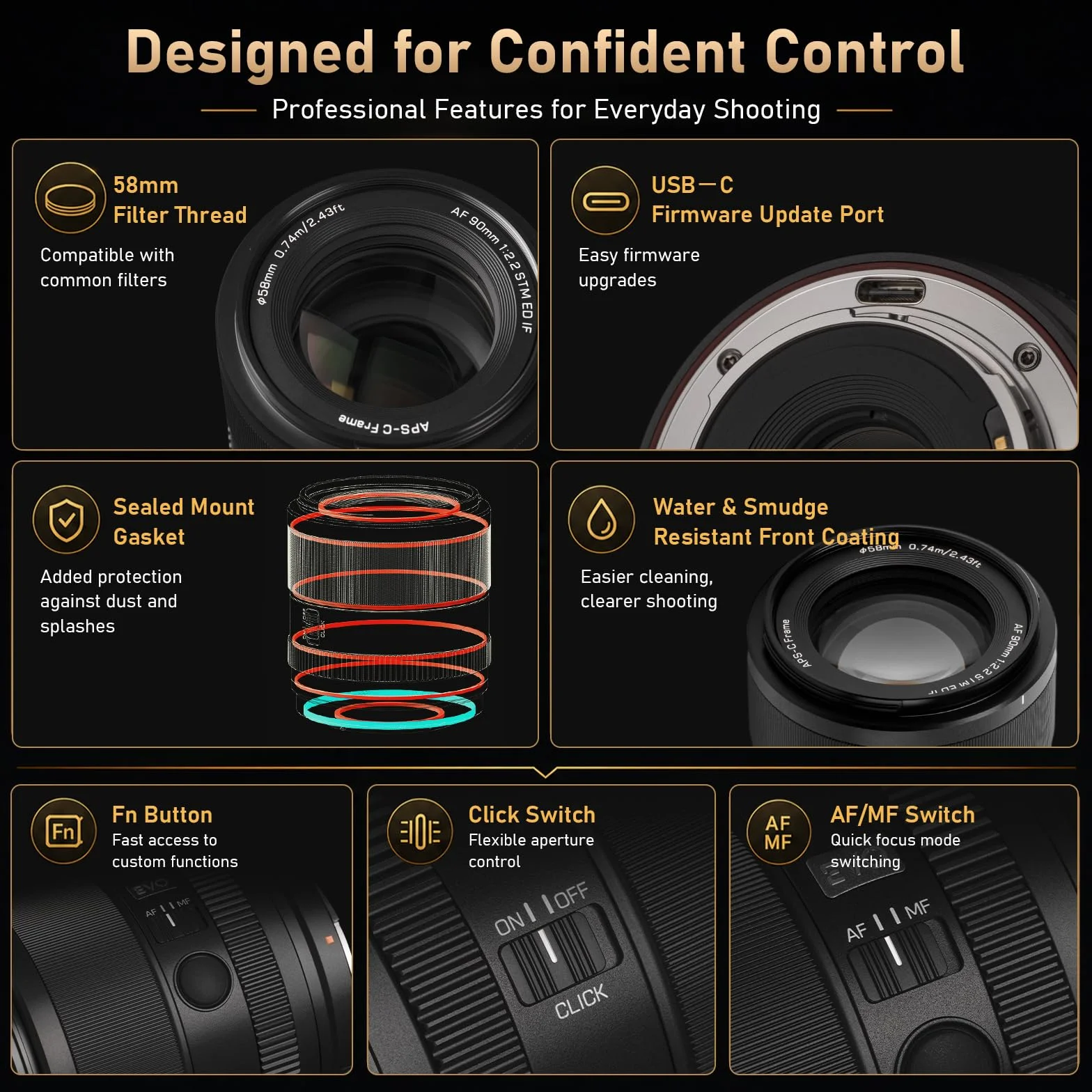 Viltrox 90 mm f2.2 EVO obiektyw do aparatu z mocowaniem E | Otwór f/2.2, mocowanie E, ogniskowa 90 mm, konstrukcja EVO