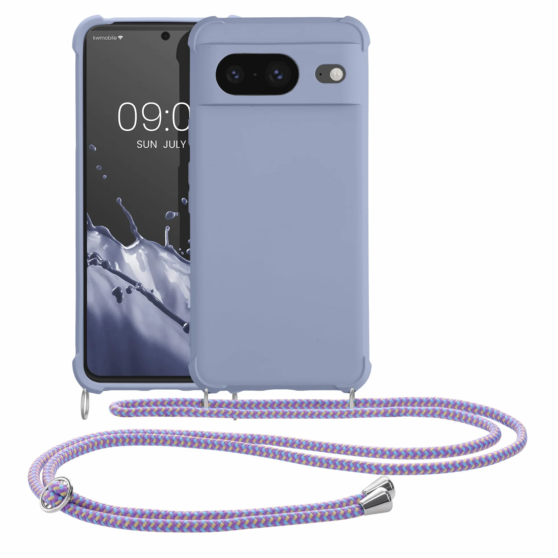 kwmobile Etui crossbody kompatybilne z Google Pixel 8 – silikonowe etui z TPU z paskiem – lawendowe