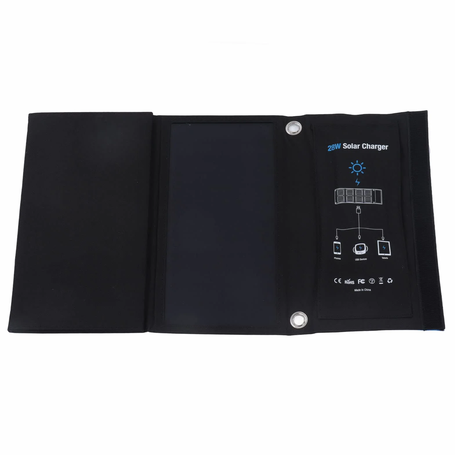 Cocoarm Ładowarka Słoneczna Przenośna ładowarka do Paneli Słonecznych 28 W PET Laminowana z 3 Portami USB Konwersja 23 Procent Automatyczne Ponowne Uruchamianie Wodoodporna Tkanina na Kemping Piesze