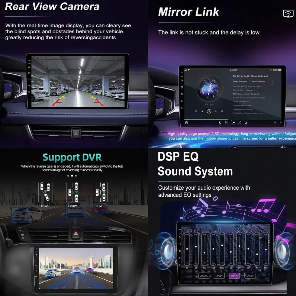 Przenośny Ekran Carplay Systemu Audio dla Toyota bB 2 QNC20 2005-2016 Odtwarzacz Wideo Car Play Mirror Link, Siri/Airplay/Aux/Radio, Odtwarzacz Bluetooth, 4 Rdzeń 1G+32G