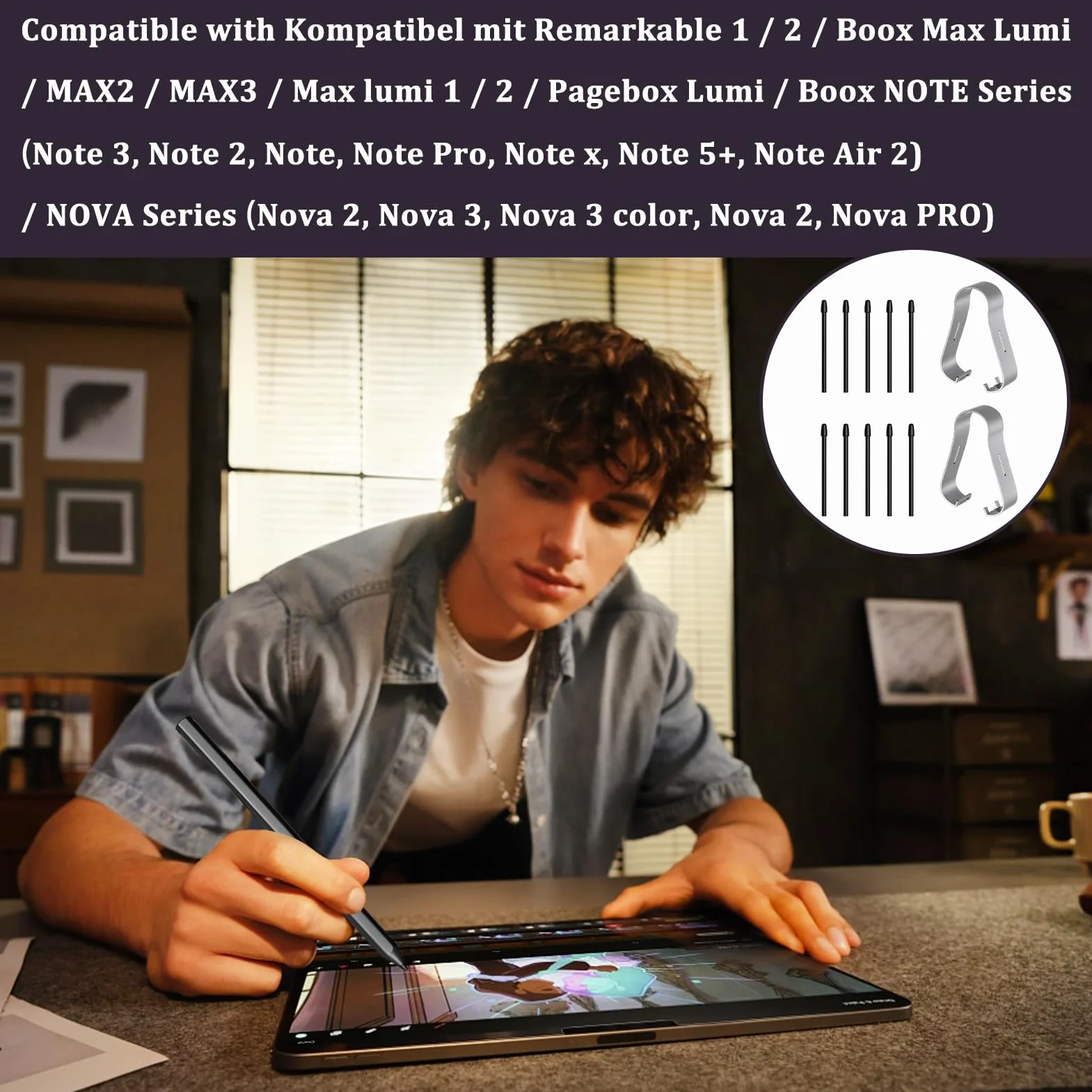 10 punktów do Remarkable 1/2, Boox Note i Nova Series, Note 5/3/2, Nova 3/2, Max Lumi 1/2, MAX 3/2, zapasowe punkty do cyfrowych notatek i rysowania