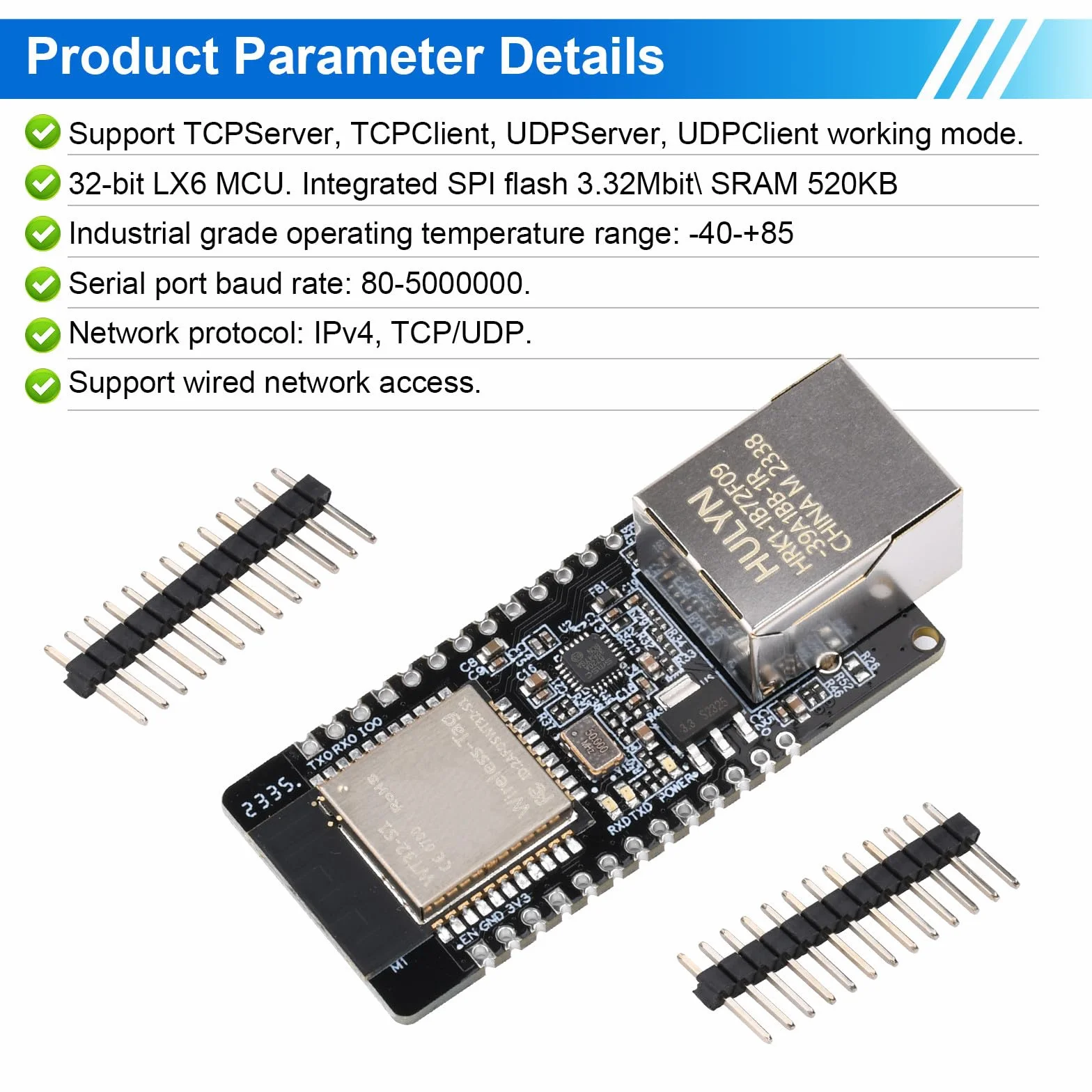 ESP32 WT32-ETH01 wbudowany interfejs szeregowy moduł Ethernet WiFi Bluetooth