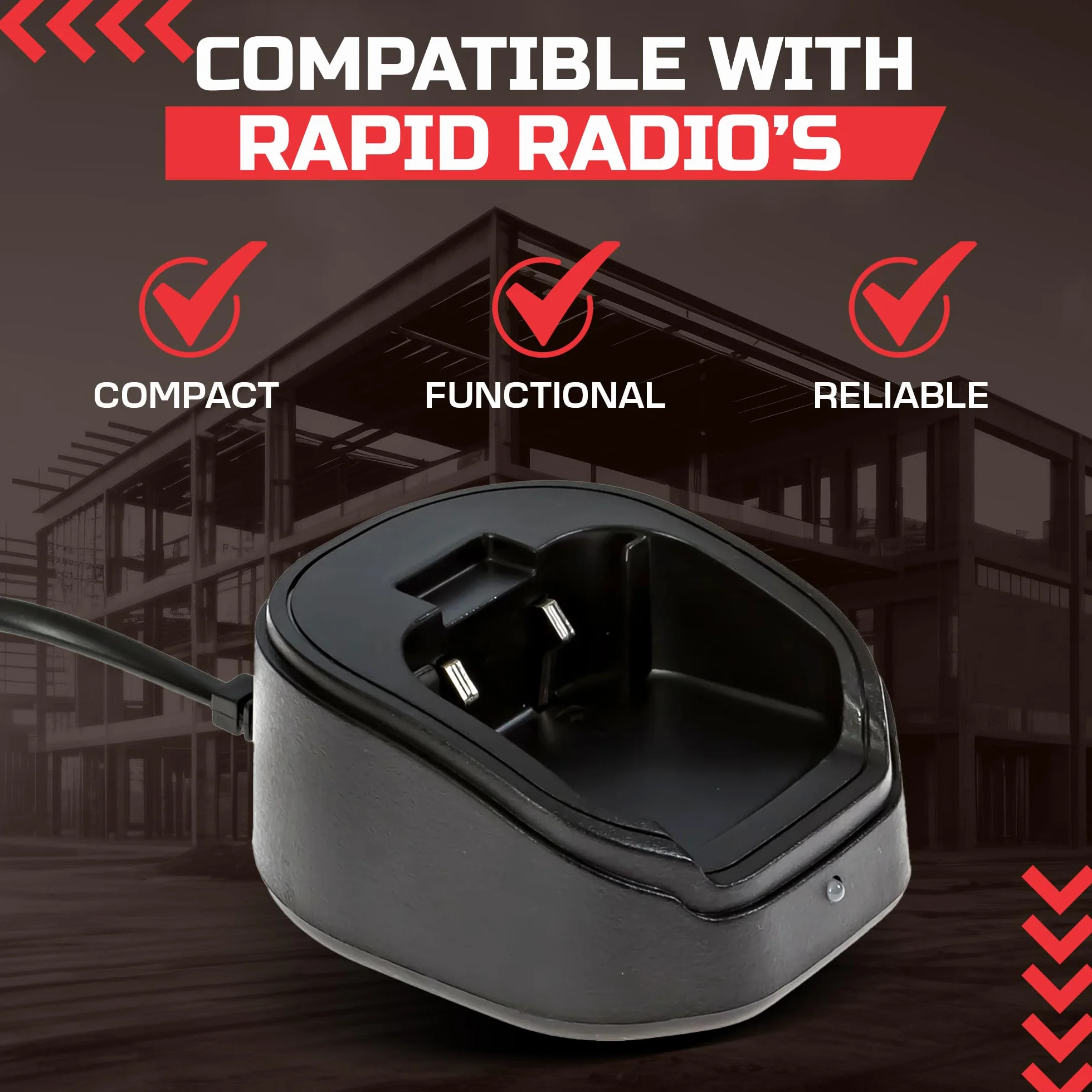 Rapid Radios Stacja dokująca/radiowa (uchwyt i prosta ładowarka) | Szybkie i bezpieczne ładowanie | Kompaktowa konstrukcja