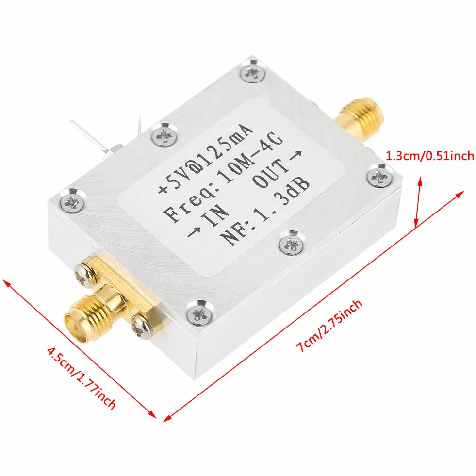Wzmacniacz niskiego hałasu, 1 szt. wzmacniacz niskiego poziomu hałasu 21 dB Wysoki Gain LNA 0,01-4 GHZ szerokość pasma NF=1,3 dB wzmacniacz RF płyta modułu