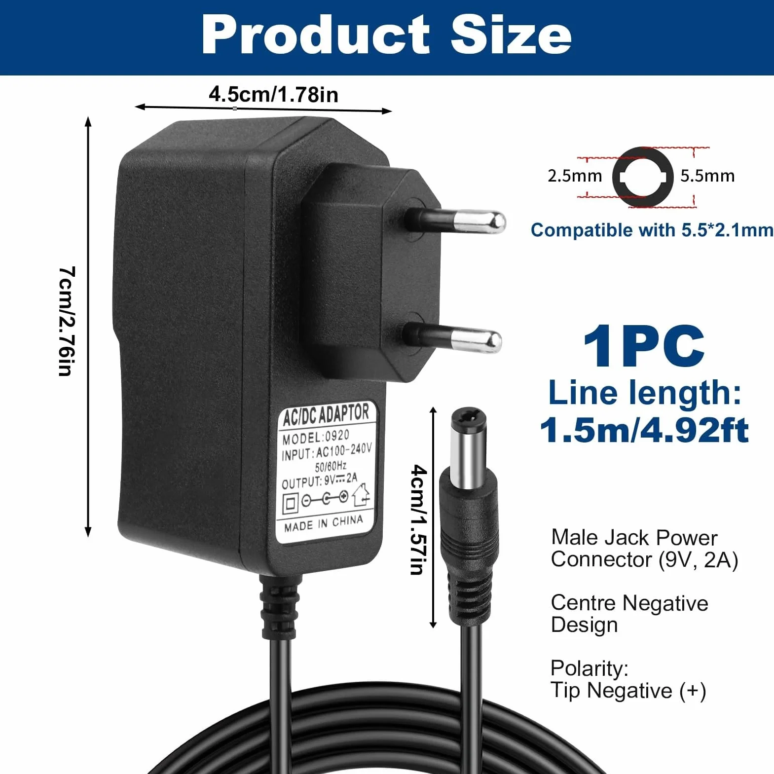 9 V 2 A zasilacz AC adapter z 8 wtyczkami DC 5,5 x 2,1 mm ładowarka do falownika 500 mA do 2000 mA zasilacz sieciowy do routera taśmy LED CCTV WLAN Hub FritzBox urządzenia adapter zasilacza konwerter