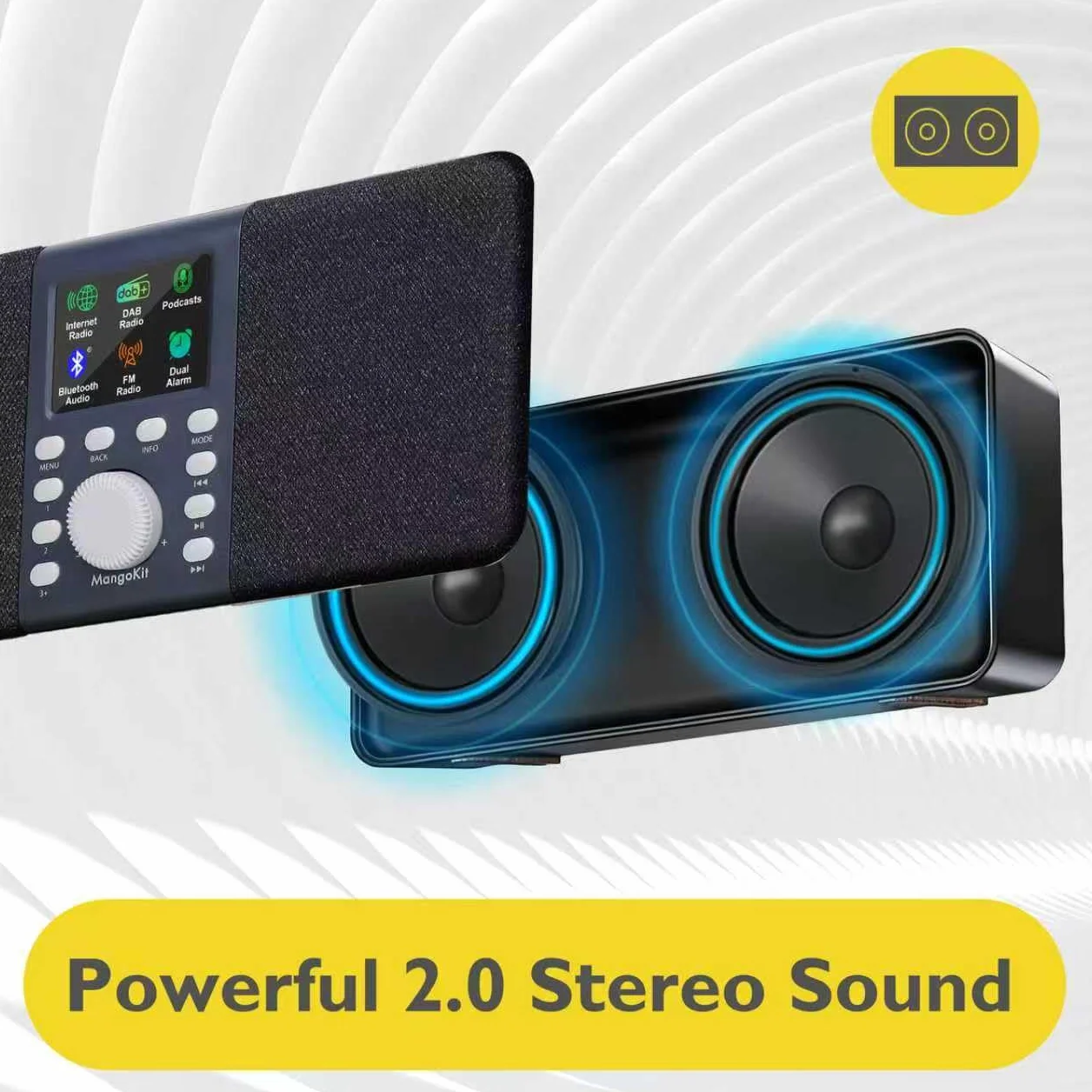SR20 Stereo radio internetowe WLAN, DAB z Bluetooth, DAB Plus, cyfrowe, internetowe FM, kuchenne, odtwarzacz podcastów, zdalne sterowanie aplikacją, kolorowy