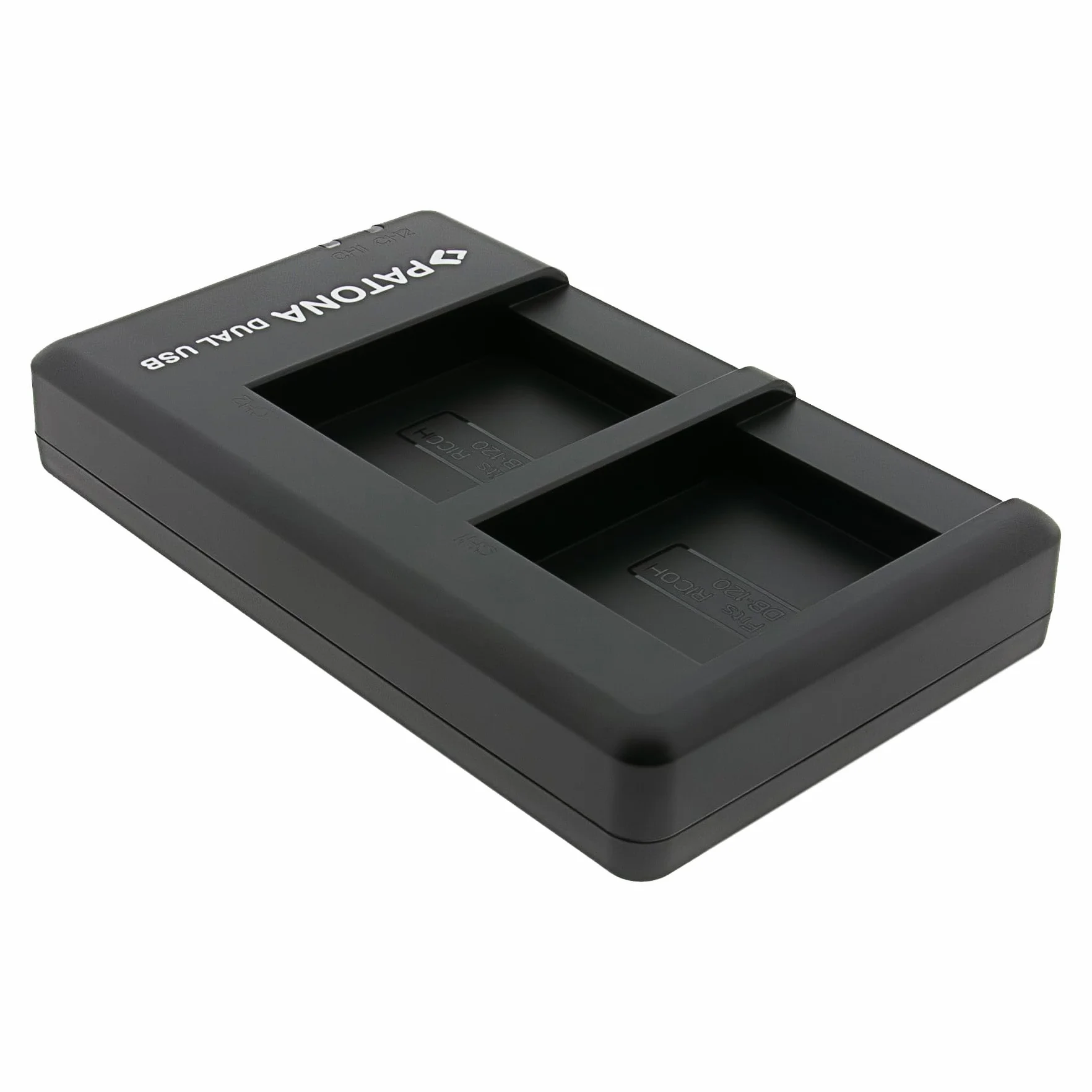 PATONA Podwójna ładowarka do baterii DB-120, kompatybilna z Ricoh GR IV, USB-C 5V/2,1A, 4,4V, 750mA x2, ładowanie 2 baterie jednocześnie, z zabezpieczeniem przed przeładowaniem i przegrzaniem, kabel