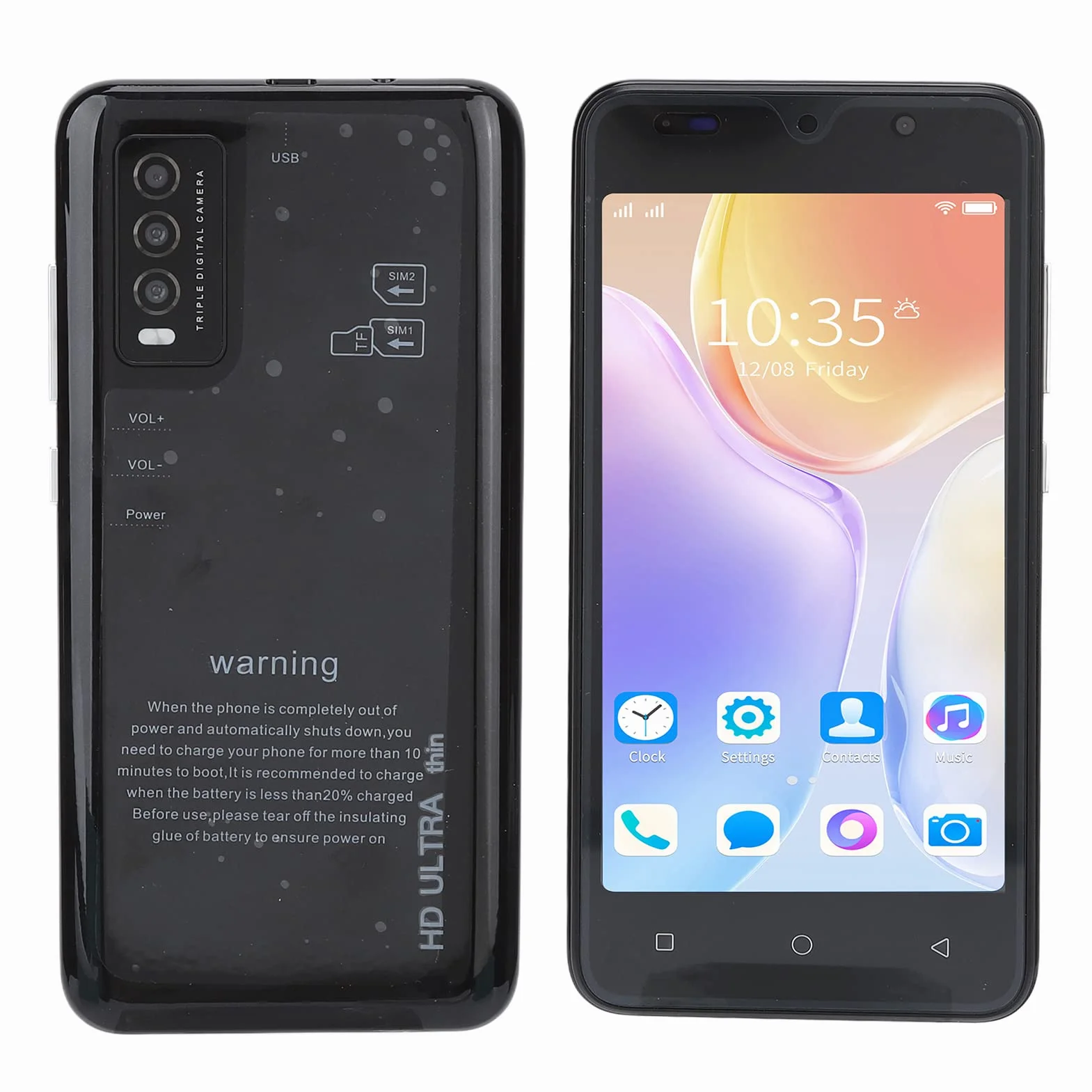Y30S Odblokowany Telefon Komórkowy z Systemem Android, Smartfon z Dwiema Kartami SIM, Pełny Ekran 5.0 HD, Smukły Telefon Komórkowy dla Systemu Android 6,2 GB RAM, 32 GB ROM(Czarny)