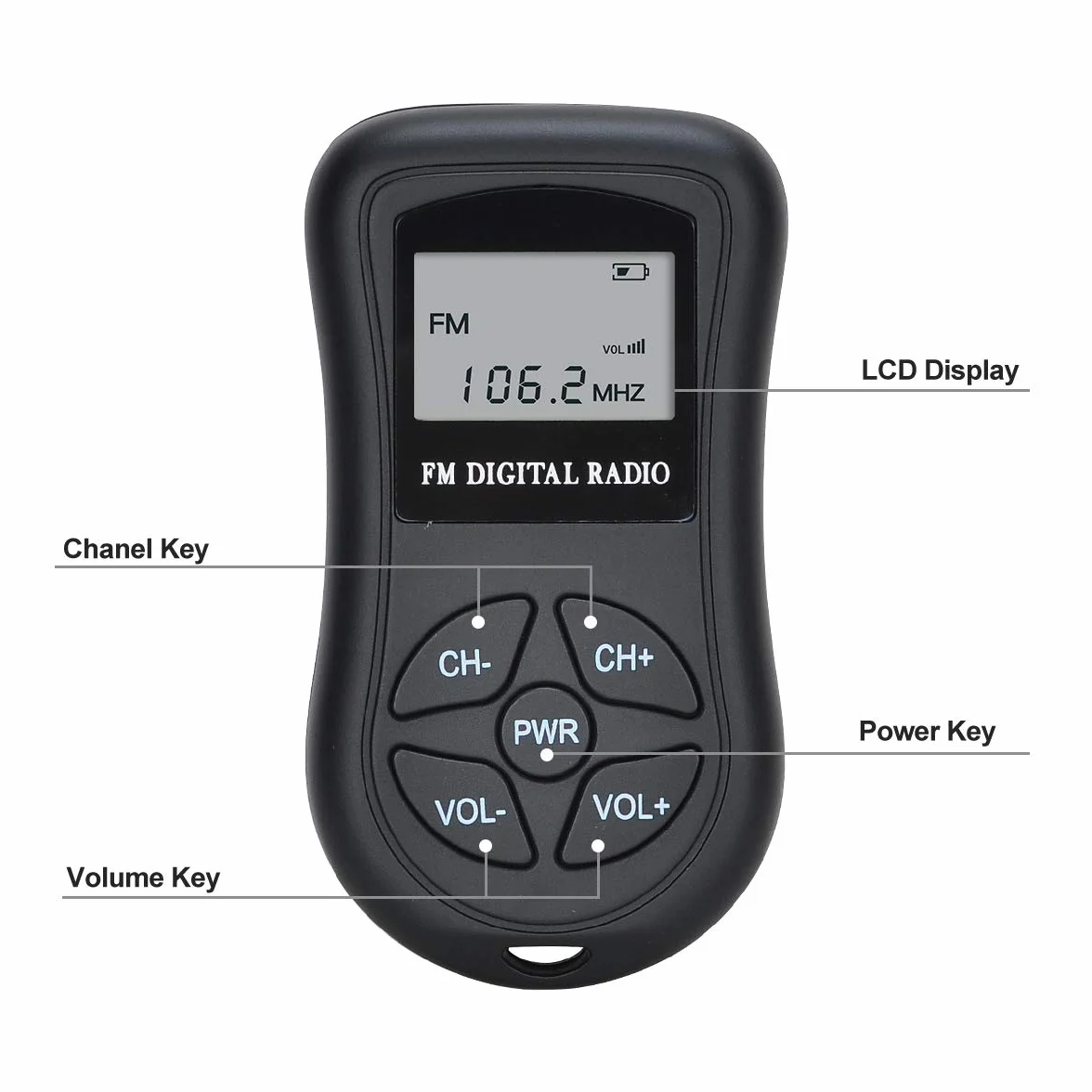 COVVY Radio kieszonkowe FM stereo przenośny odbiornik z DSP wyświetlacz LCD 60-108 MHz