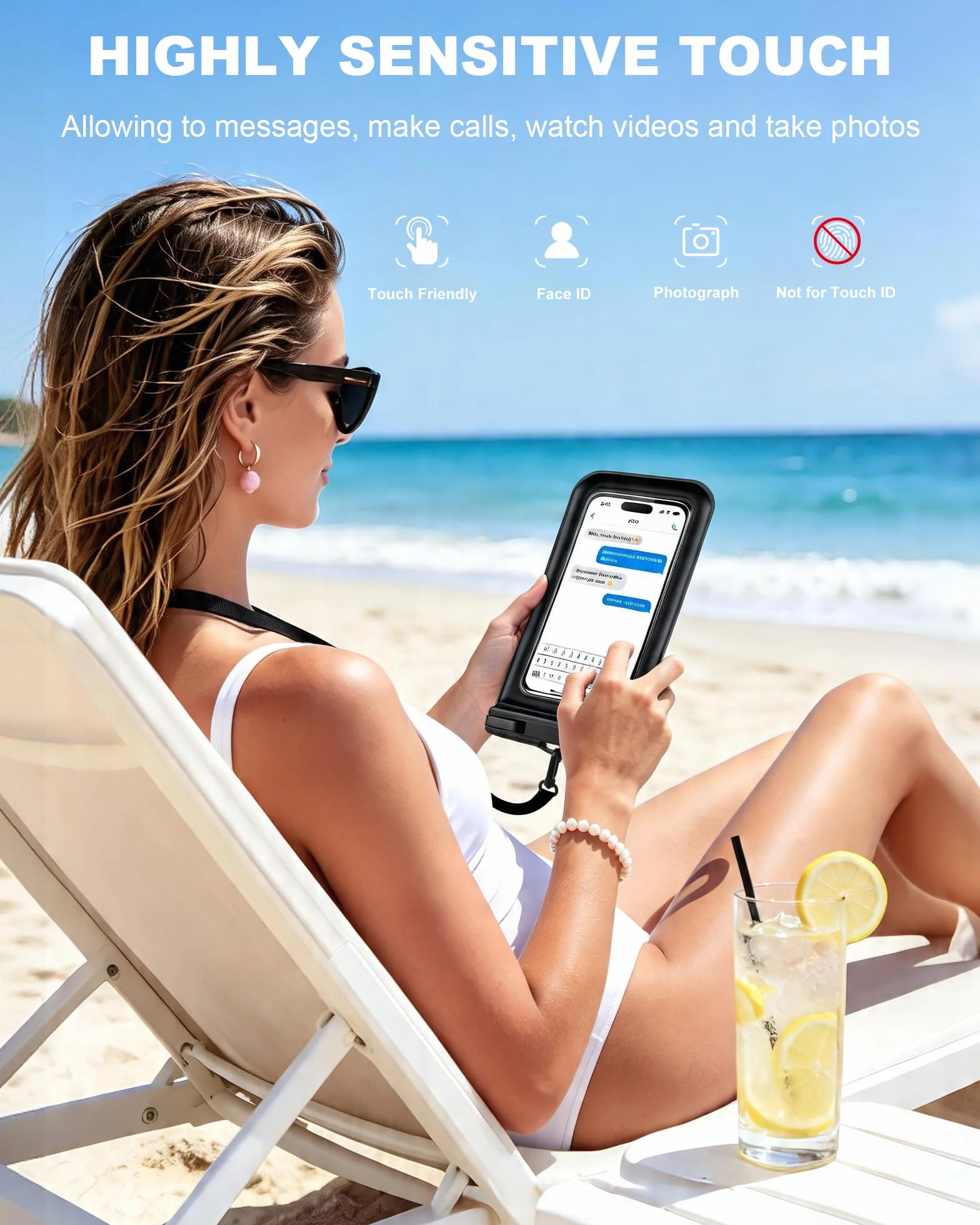 Wodoszczelna pływająca torba na smartfon, zestaw 2 szt. IPX8 wodoodporna torba na plażę do pływania w basenie, wodoodporna obudowa do iPhone 17 16 15 14 Pro Max Samsung S26 S25 S24, do 7 cali