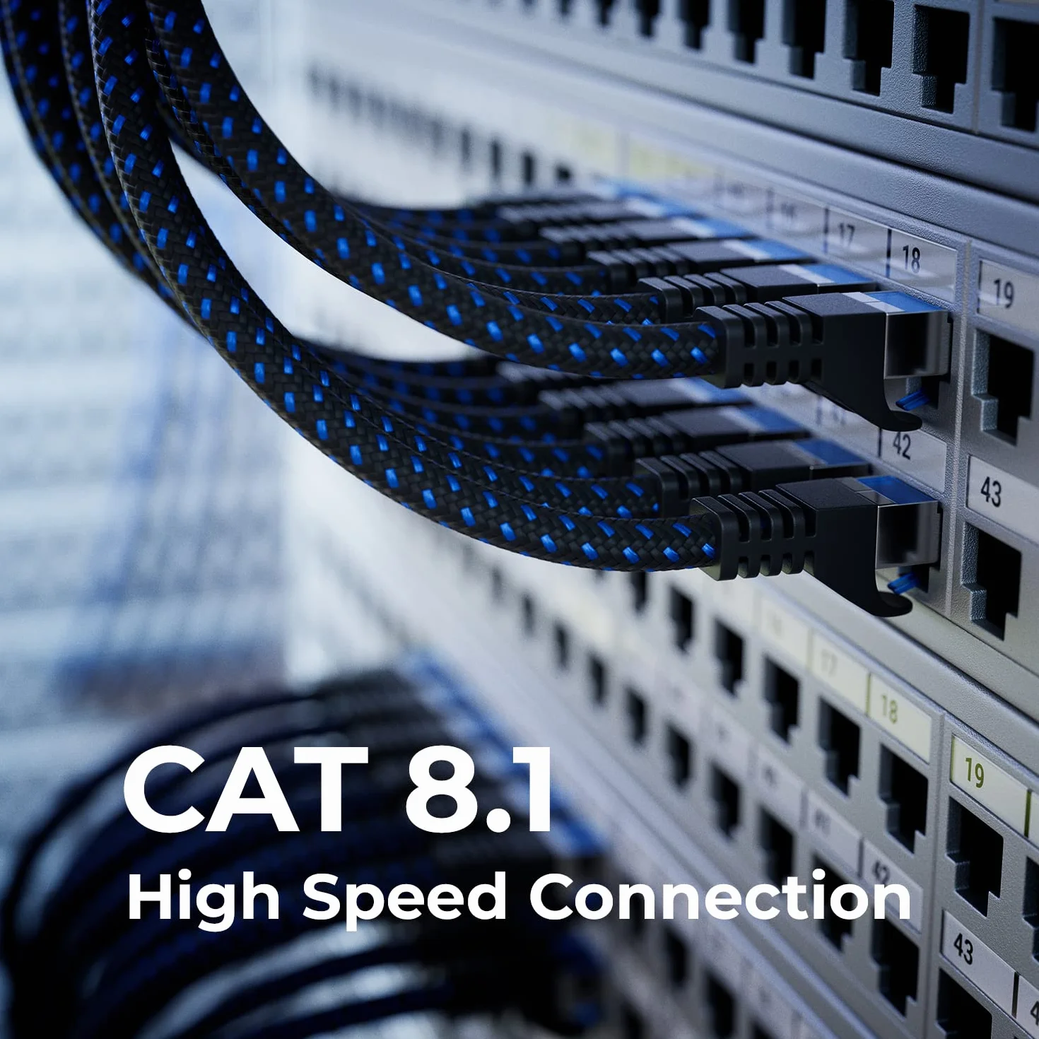 deleyCON 5m CAT 8 Patchkabel (40 Gbit/s, 2000 MHz) Gigabit Kabel Sieciowy Ethernet RJ45 S/FTP POE CAT8 LAN Przewód do PS5 Routera Modemu TV Switcha Laptopa - Czarny