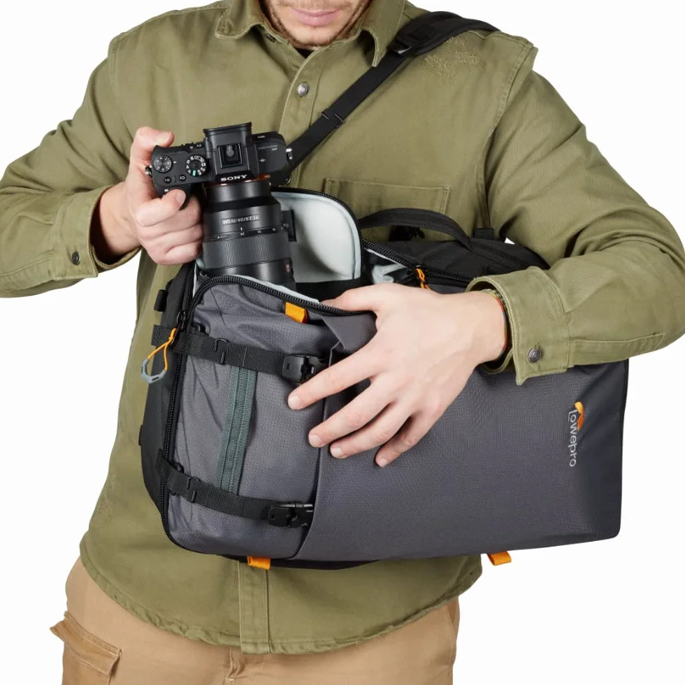 Lowepro Trekker Lite BP 250, plecak na aparat, ze zdejmowaną wkładką, z systemem pasków na akcesoria, torba na aparat bez lustra, kompatybilny z Sony Alpha 7, szary