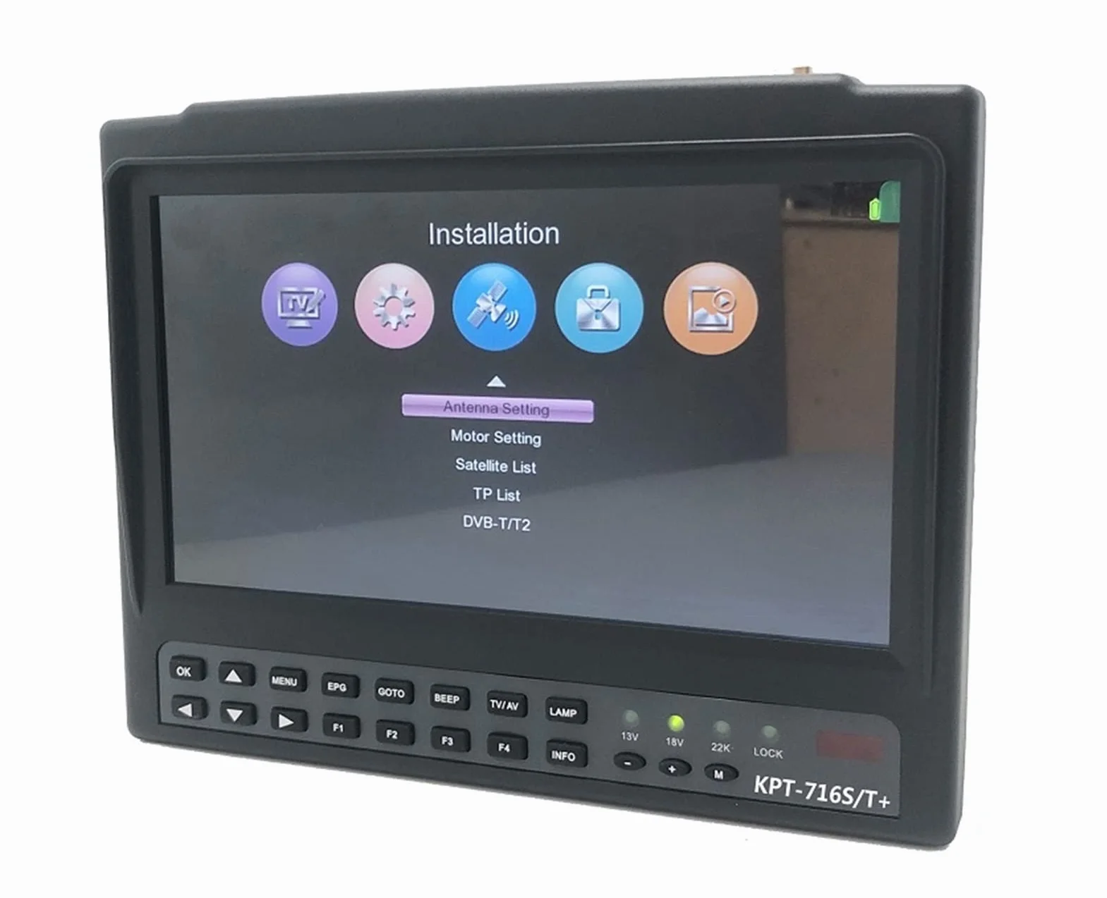 Wyszukiwarka Satelitów, KPT-71. 6TS. Wyszukiwarka satelitarna CCTV Camera LCD 4,3 cala DVB-S / S2 Test sygnału z USB AV