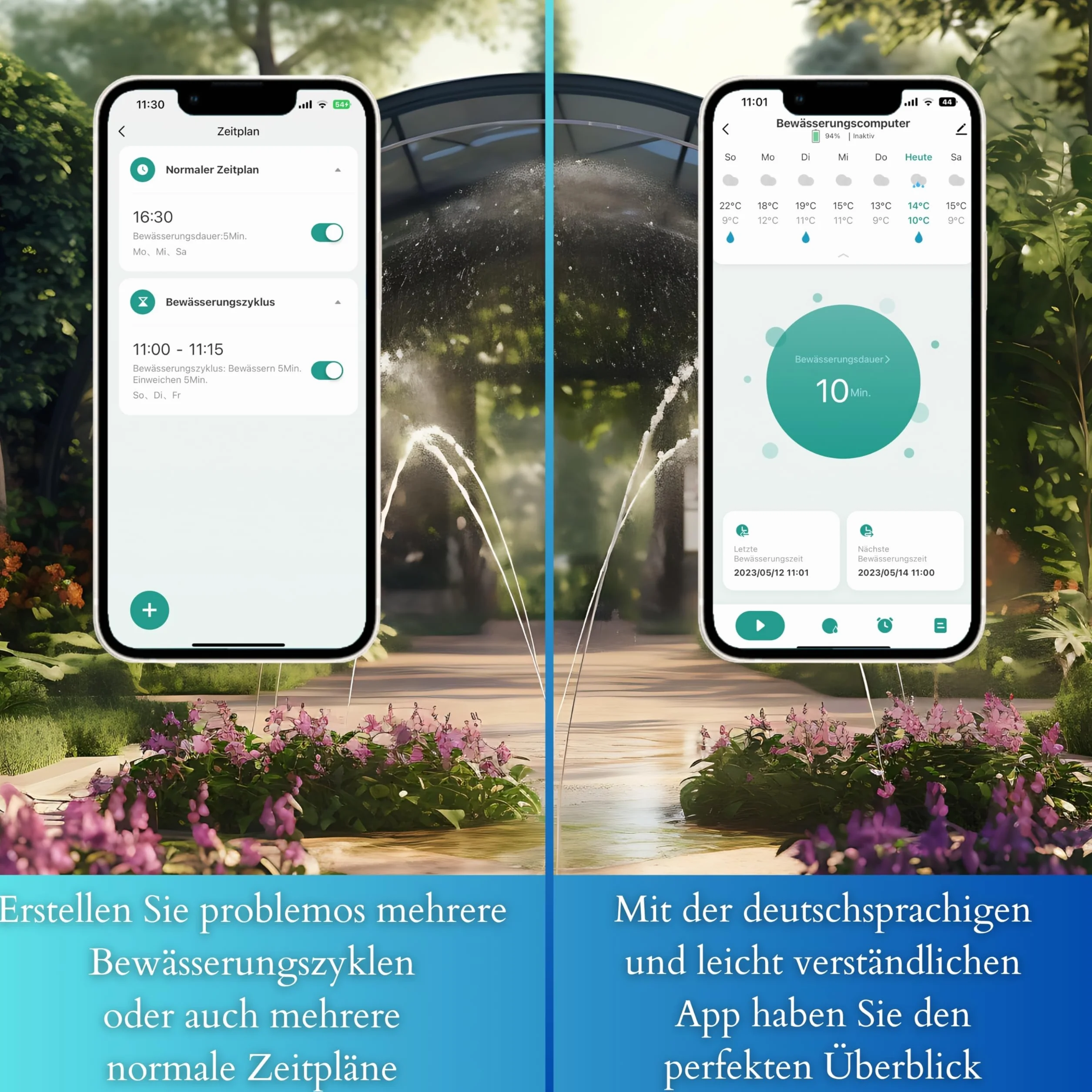 Echos Komputer do nawadniania z Bluetooth, system nawadniania Alexa, Google Assistant, zegar czasowy do ogrodu, automatyczne nawadnianie, zegar do nawadniania ogrodu, wodomierz czasowy