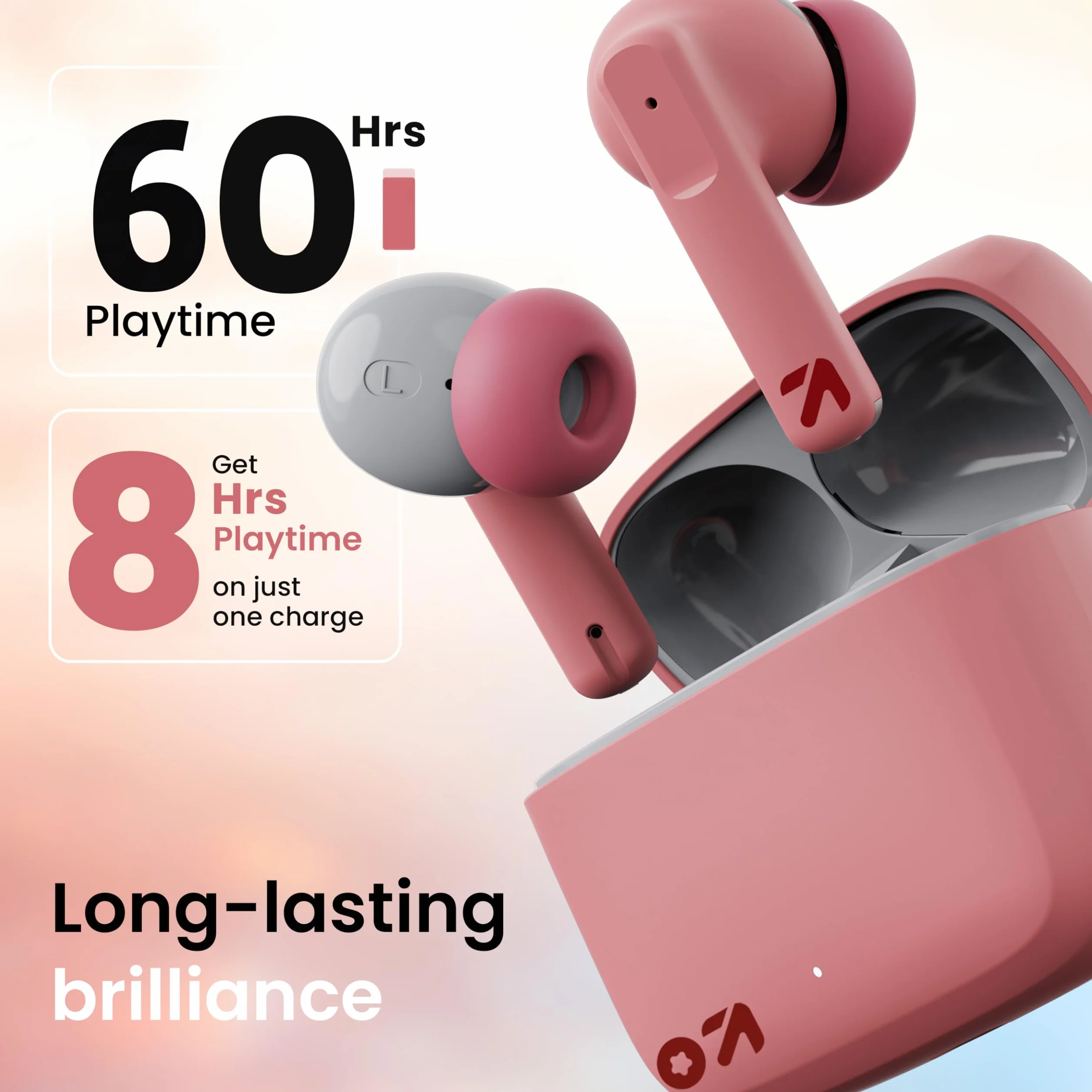 Boult Audio Z60 True Wireless słuchawki douszne z czasem odtwarzania 60H, Quad Mic ENC, 50 ms Low Latence Gaming IPX5 Słuchawki douszne TWS, Bluetooth 5.3, 13 mm Bass Drivers