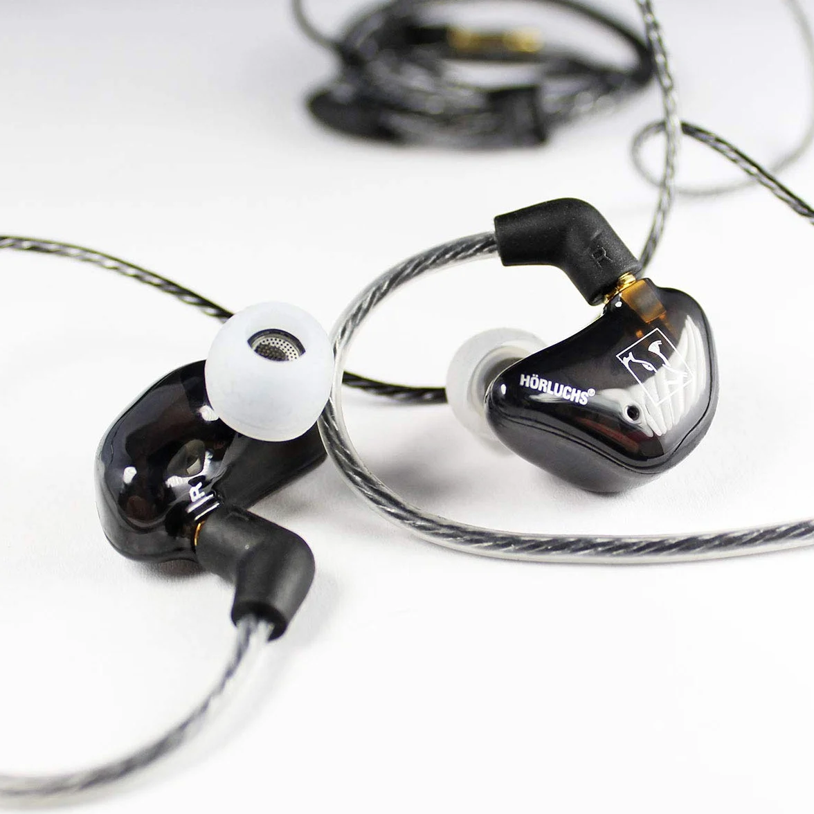 EasyUp słuchawki douszne do monitoringu dla muzyków i graczy, bass betont, kabel wymienny, wtyczka jack 3,5 mm, zatyczki do uszu i torba, czarne