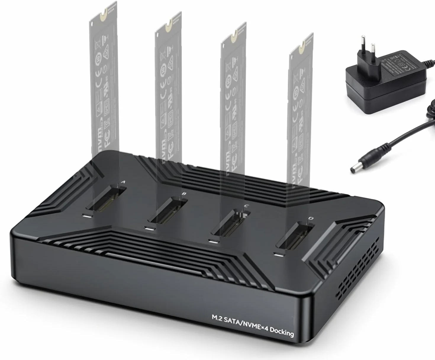 M.2 NVME SATA SSD stacja dokująca, USB 3.2 Gen 2 10 Gbps M2 SSD stacja dokująca do M-Key B+M Key, 4 Bay Stacja dokująca do dysków twardych 2230 2242 2260 2280 SSD, aluminiowy adapter dysków twardych