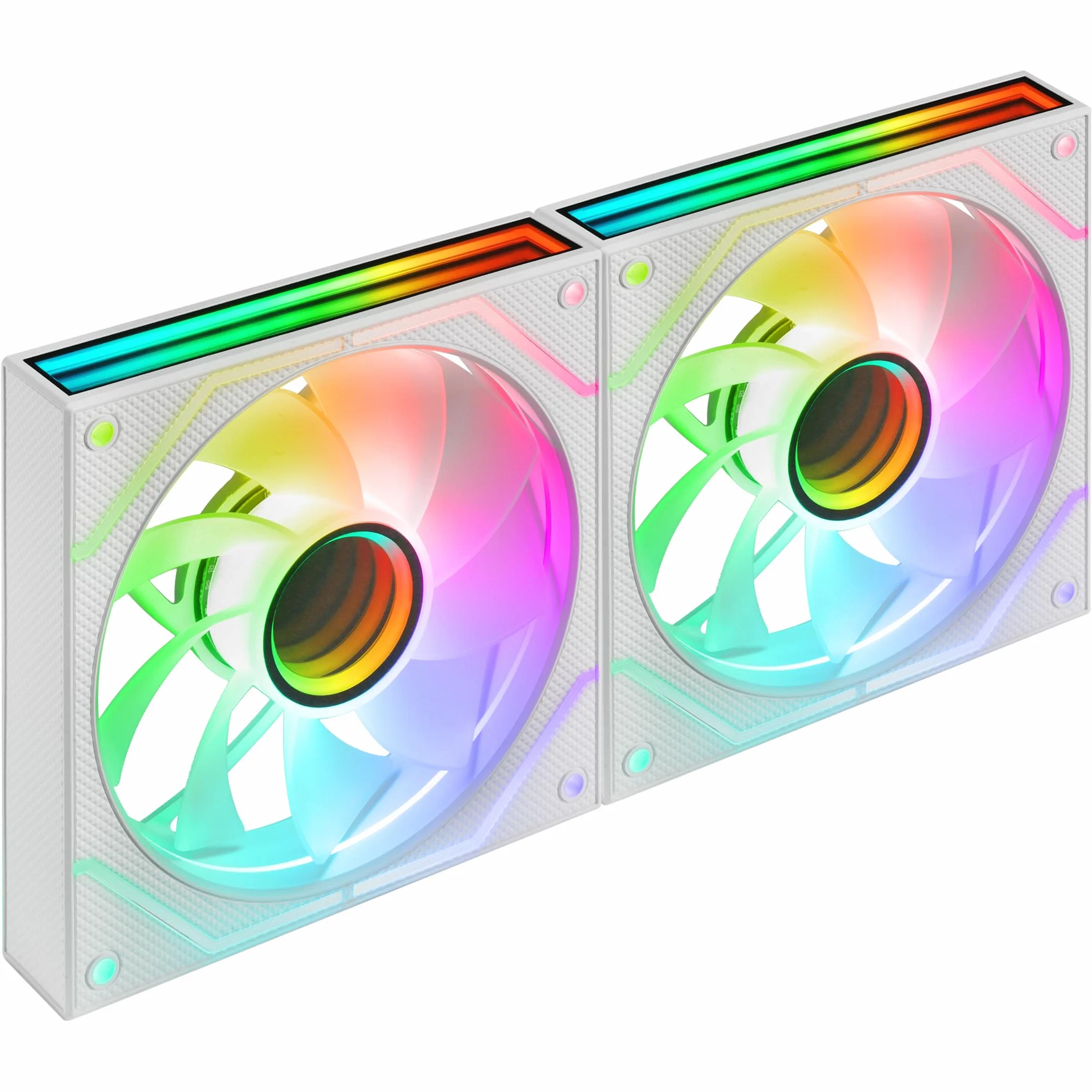 Mars Gaming MF-3DPROX2R, Zestaw 2x Wentylatory 120mm, Odwrócone Łopatki, Oświetlenie ARGB Triple Infinity Mirror 360°, Sterowanie PWM, Łożyska FDB, Wentylatory PC z Pełną Kompatybilnością ARGB, Biały