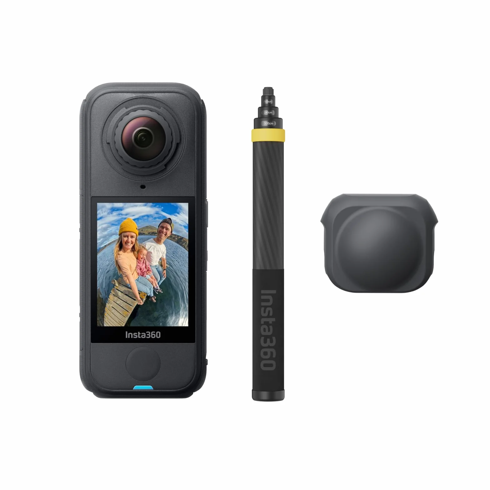 Insta360 X4 Air Pack No Drone No Problem Czarny Grafitowy - Lekka kamera 360 8K, 165g, Niewidoczny kijek do selfie, wymienne obiektywy, nagrywaj najpierw i sformatuj później, osłona przeciwwietrzna