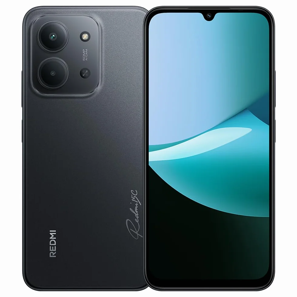 XIAOMI Redmi 15C 4G smartfon, czarny, 4 GB + 128 GB, masywny akumulator 6000 mAh (typ), ekran 6,9 cala, podwójny system kamer AI 50 MP, ładowanie Turbo 33 W, z ładowarką, NFC, nie