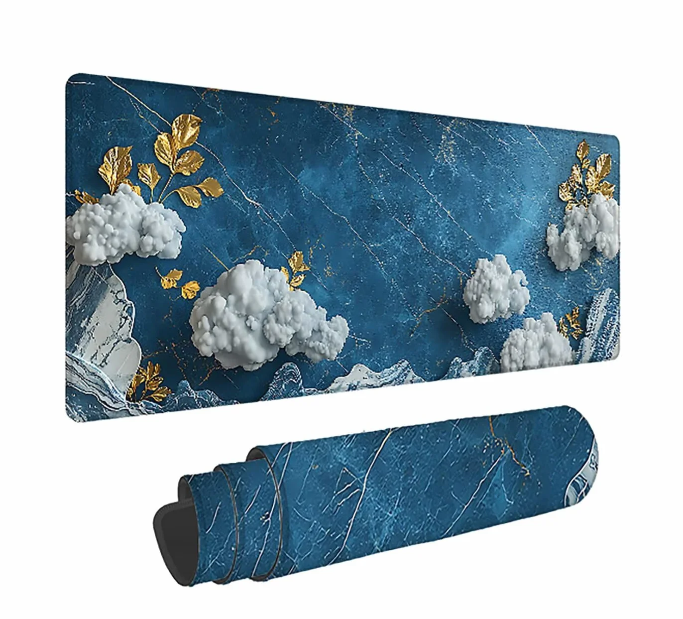Podkładka pod mysz XXL, niebieska, duża podkładka pod mysz dla graczy, 1600 x 800 x 3 mm, krajobraz, podkładka pod mysz ze szwami na krawędziach, ponadwymiarowa, antypoślizgowa gumowa podkładka pod