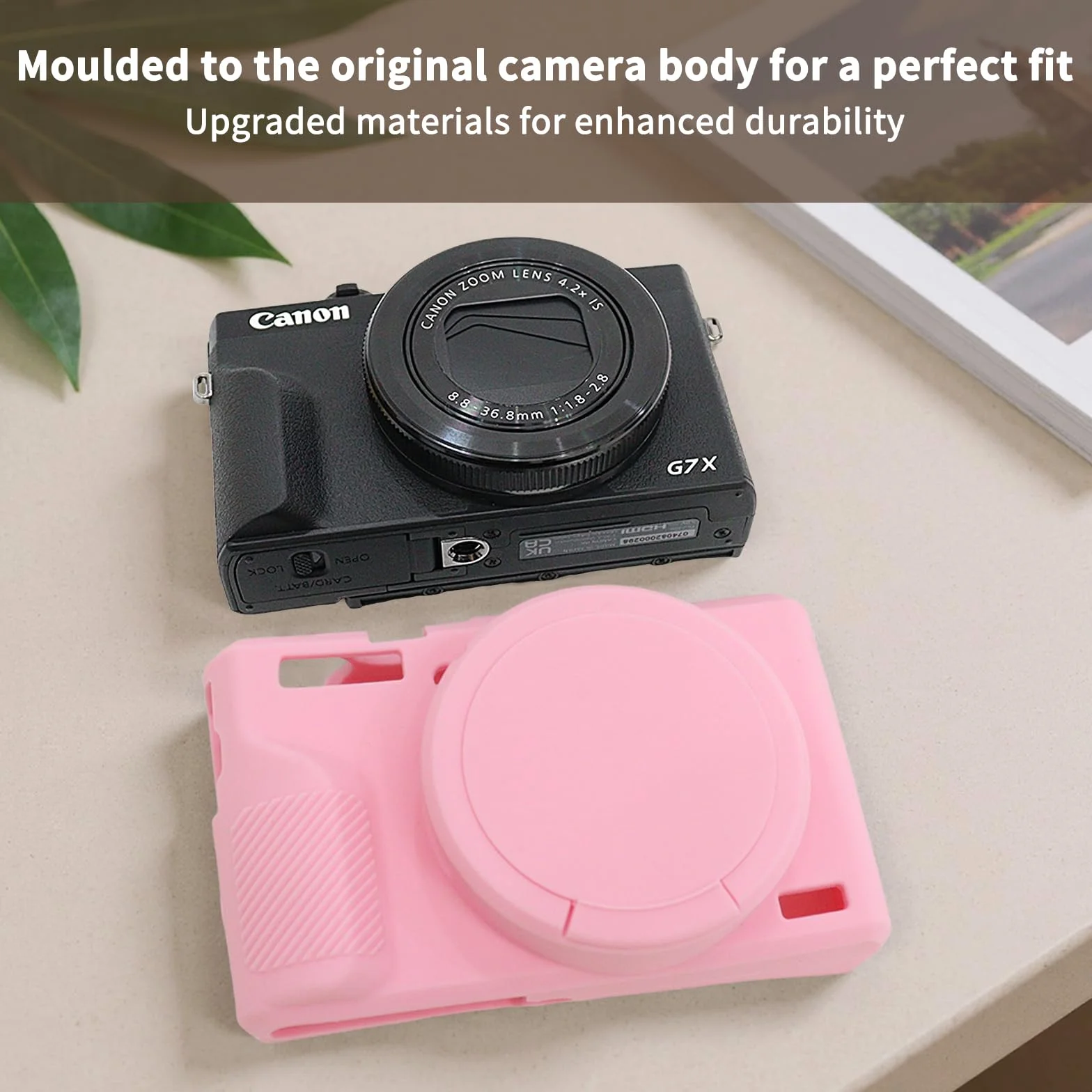 VOVMOEYA Etui na aparat do Canon Powershot G7 X Mark III z 2 szt. ochraniaczy ekranu, pełna ochrona, miękkie silikonowe etui G7X III, zdejmowana osłona obiektywu do Canon G7XIII G7X3-różowe