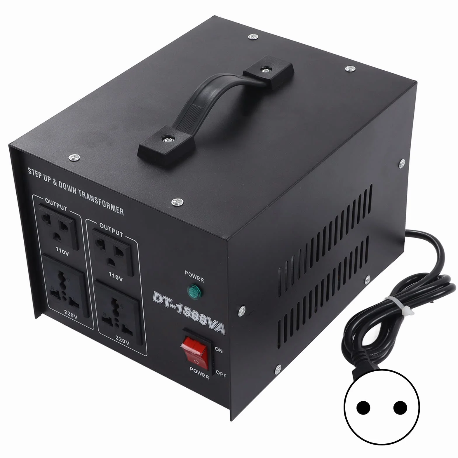 Transformator napięciowy o dużej wytrzymałości 1500 W — przetwornica zwiększająca i zmniejszająca moc — jednostka dwukierunkowa 110 V na 220 V i 220 V na 110 V z rdzeniem