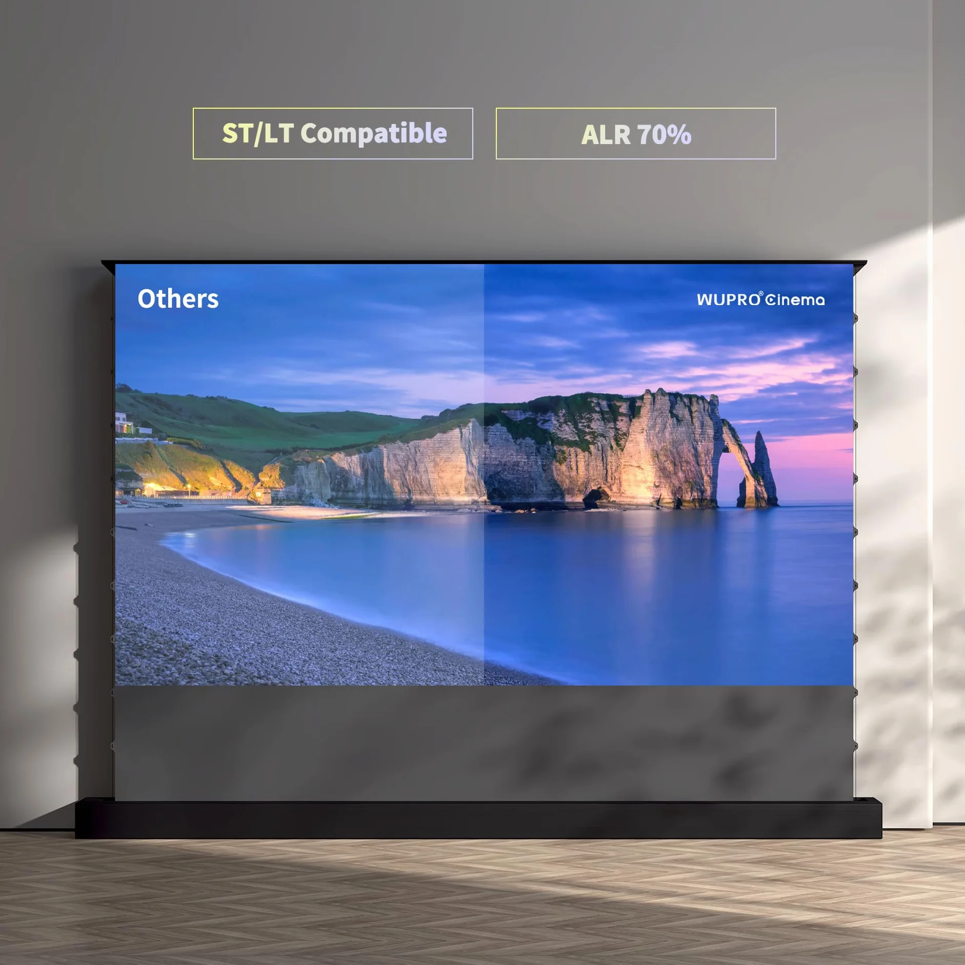 2023 WUPRO nowy elektryczny wysuwany ekran projektora, czarny kryształ, stała rama, urządzenie projekcyjne Anti-Light 4K HD Smart TV, ekrany 72 cale