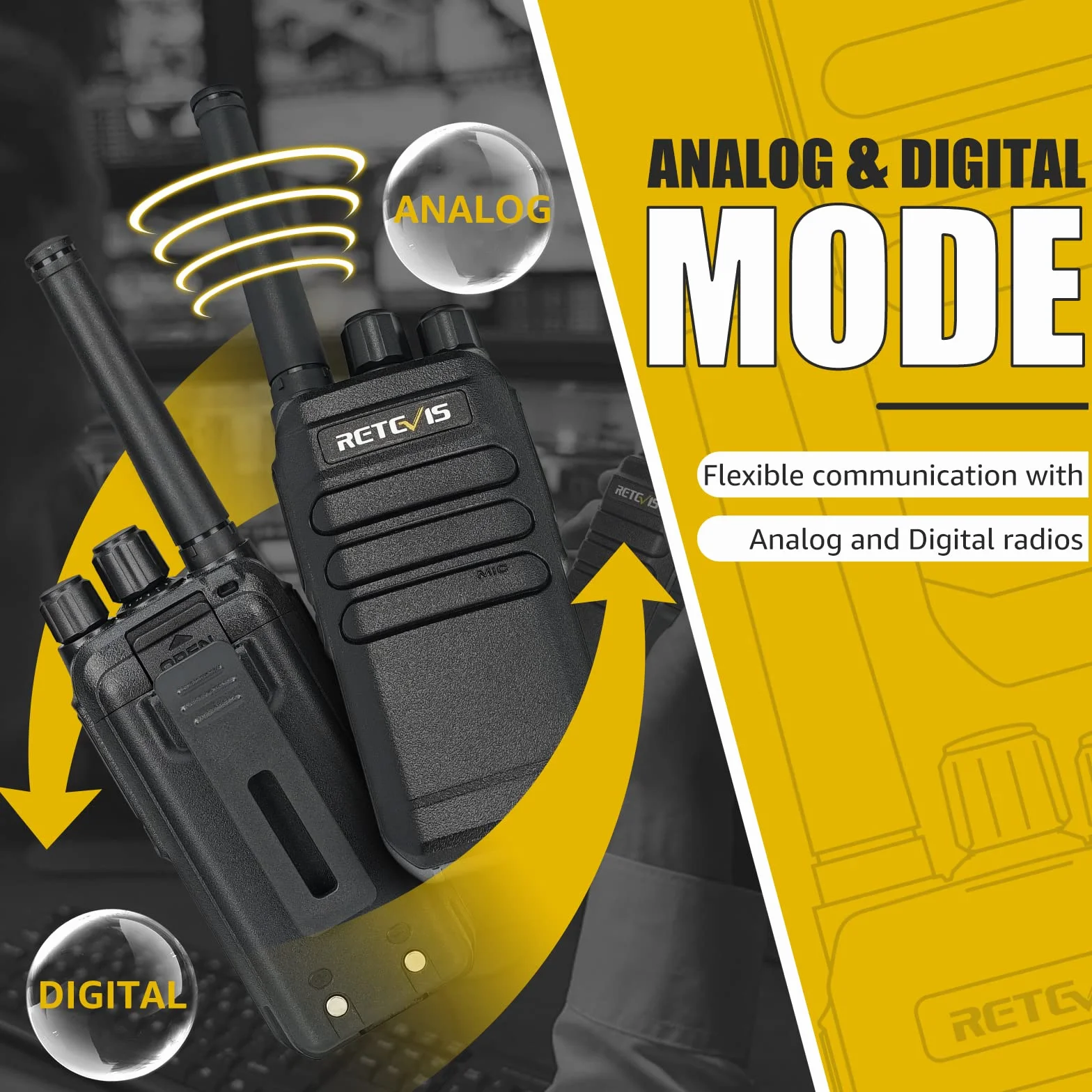 Retevis RT40 Walkie Talkie, PMR446 Bezlicencyjny ręczny radiotelefon, 48 kanałów DMR Digital Analog Ham Radio, 2000mAh Profesjonalny przenośny krótkofalówka dla bezpieczeństwa, szkoła (2 szt.)