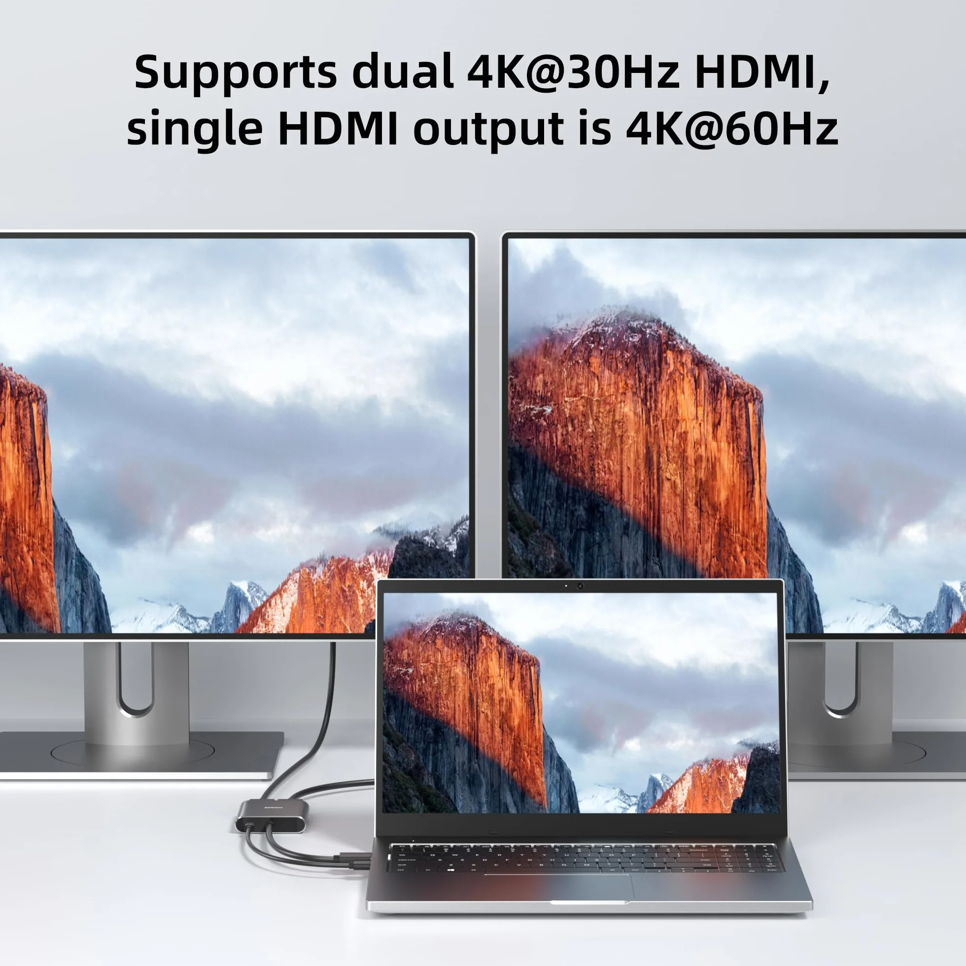 DisplayPort na Dual HDMI adapter 4K 60Hz, koncentrator MST do 2 monitorów Windows | Wejście DP 1.2, rozszerzony pulpit MST, **kompatybilny z komputerami z systemem Windows oraz kartami graficznymi NVIDIA i AMD