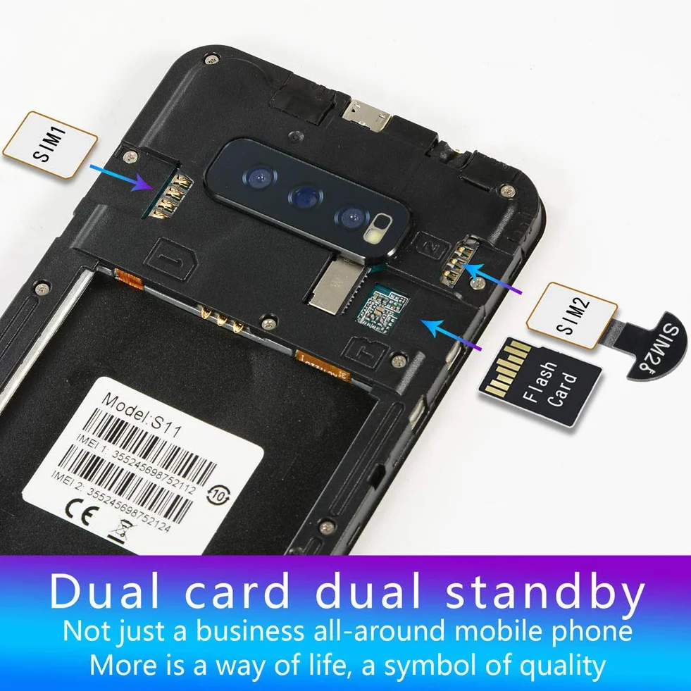 Smartfon, telefon komórkowy 5,5" Android Os 7.0 system odblokowywanie odcisków palców rozpoznawanie twarzy 1G + 16G rozdzielczość 1080X720 S11 Gradient red