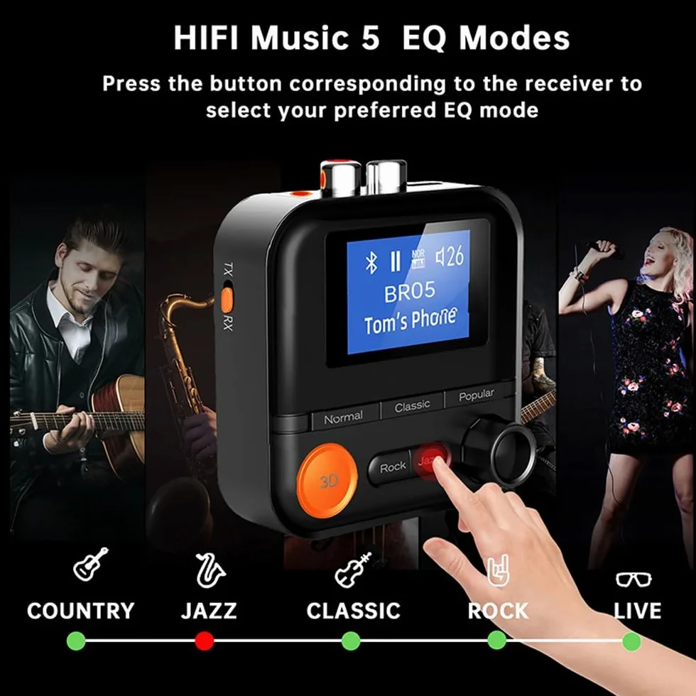DollaTek Odbiornik Bluetooth Nadajnik Adapter Stereo Bluetooth 5.2 5 Tryb EQ z Karty TIF Wsparcie 3.5mm+2RCA dla Samochodów Domowych G?o?niki Stereo Przewodowe S?uchawki