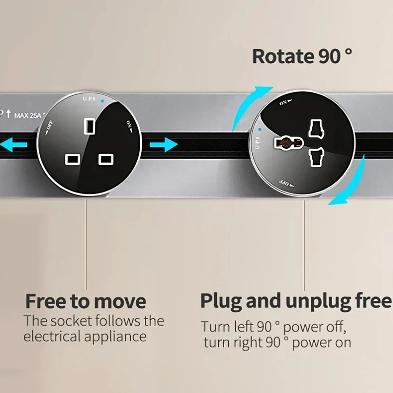 Gniazdo Szynowe 8000 W, Z Trzema Adapterami 2500 W, Listwa Zasilająca Z Przesuwną Szyną Ścienną, Przełącznik 40-80cm I Listwa Zasilająca, Gniazdo Szynowe Antyporażeniowe G-80cm