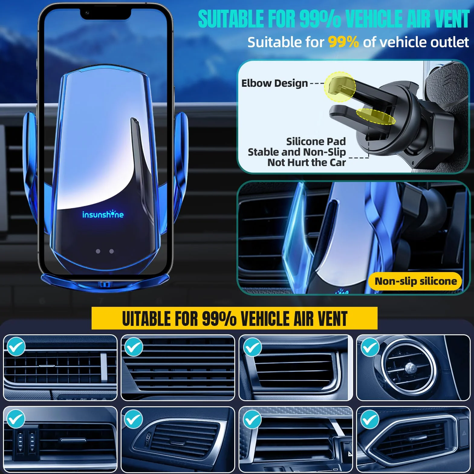 Bezprzewodowa ładowarka samochodowa, MAX 15 W, szybkie ładowanie, automatyczne zaciskanie, uchwyt na telefon, pasuje do iPhone 16, 15, 14, 13, 12, Pro, Max, Xs X, Samsung Galaxy S24 Ultra