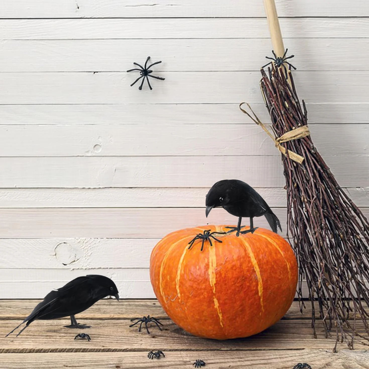 Fangoo 5 sztuk dekoracji na Halloween, realistyczne ręcznie robione czarne wrony