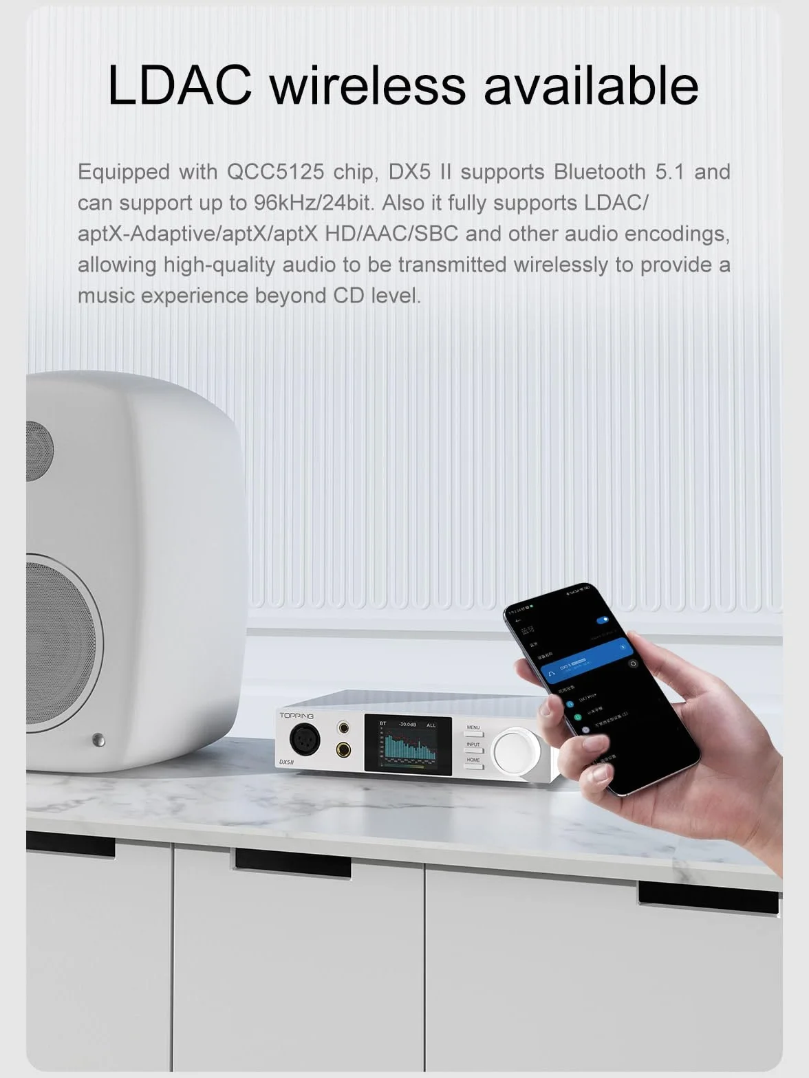 TOPPING DX5 II Dekoder Dua ES9039Q2M Desktop DAC i wzmacniacz słuchawkowy (biały)