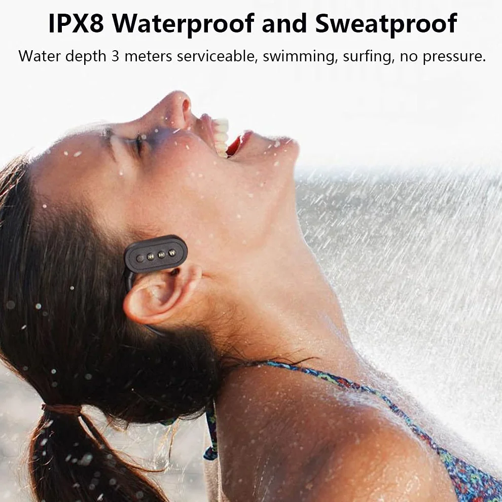 IPX8 wodoodporne słuchawki Bluetooth 5.0, do pływania, z pamięcią 32G, przewodnictwo kostne, bezprzewodowy zestaw słuchawkowy MP3, odtwarzacz muzyczny, słuchawki sportowe, wbudowany mikrofon, 32 GB