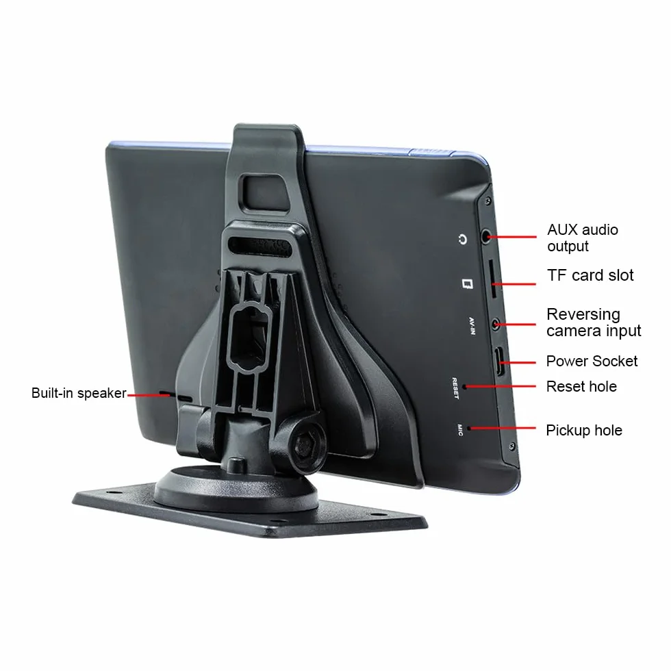 Przenośny samochodowy odbiornik stereo, odtwarzacz MP5 z 7-calowym ekranem dotykowym 720p, 12 światełek, kamera cofania, podwójny transmiter USB BT-5.0-FM, kompatybilny z Appleplay i Android