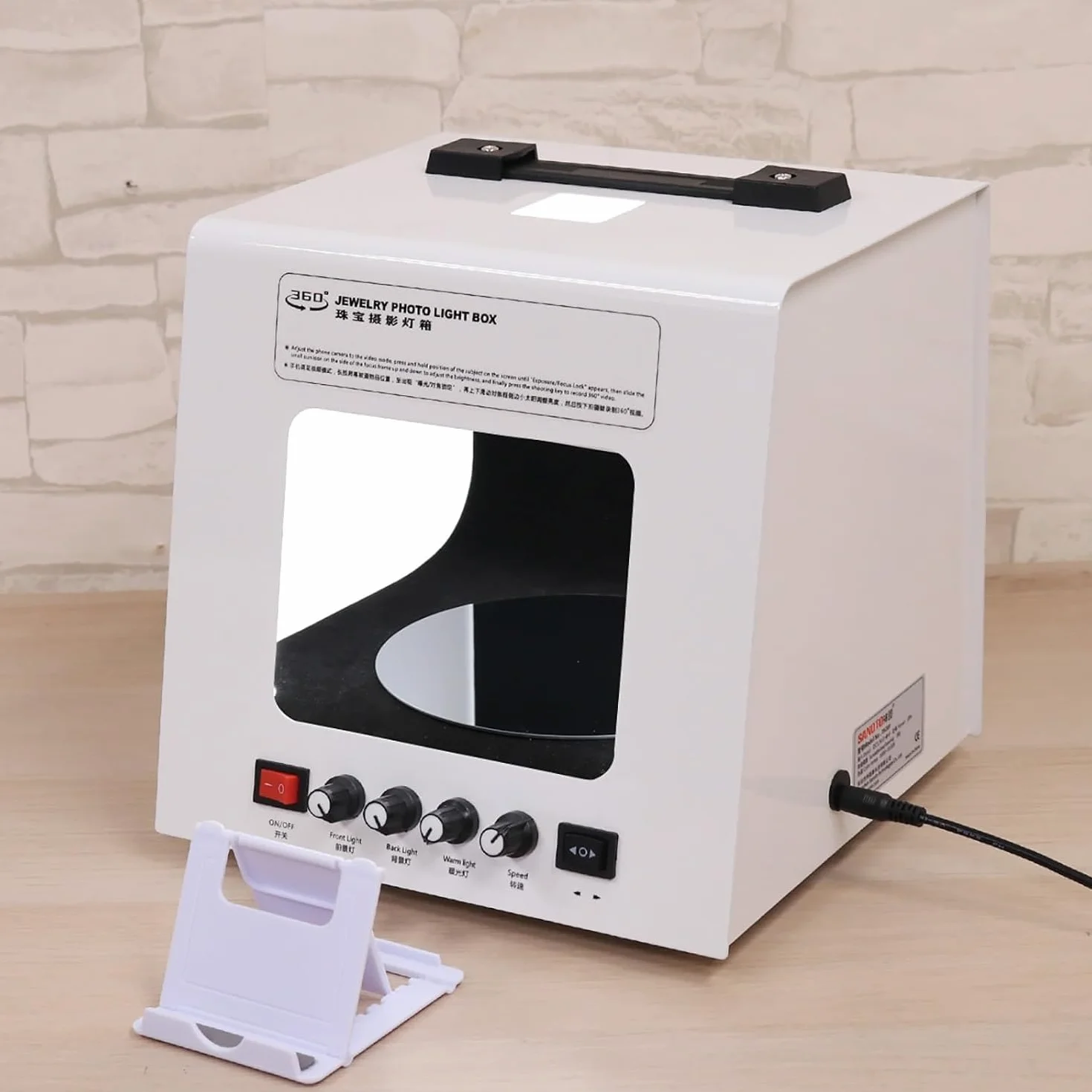 Miniaturowy Studyjny Light Box, ściemnialny Obrotowy Namiot Do Robienia Zdjęć Biżuterii 360°, Elektryczny Obrotowy ściemnialny Zestaw Do Fotografii Z Regulowaną, One Color, TB20