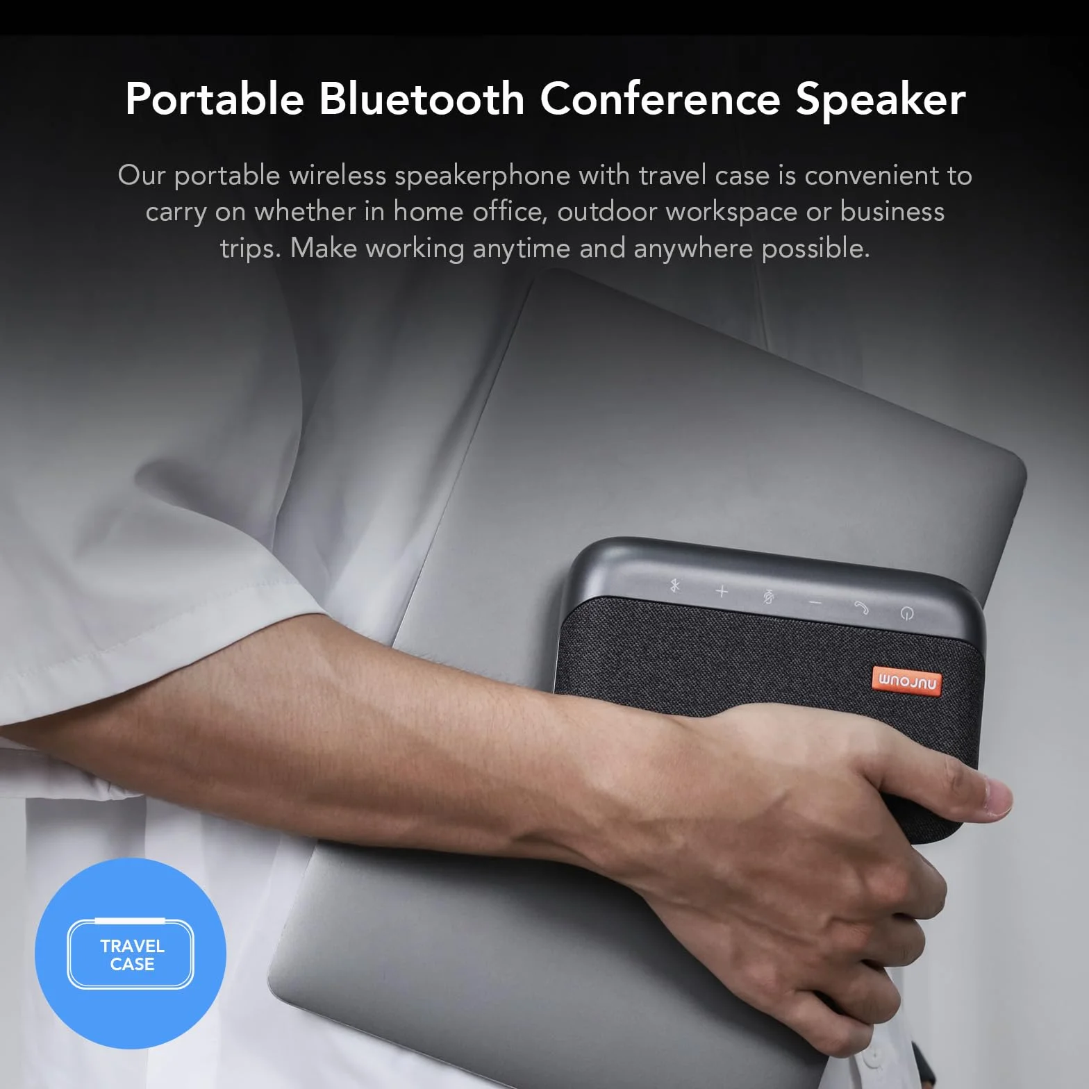 Nuroum A05B głośnik konferencyjny Bluetooth z mikrofonem, przenośny głośnik bezprzewodowy z redukcją szumów, 3 m, urządzenie do nagrywania głosu, głośnik do komputera / laptopa / biura / podróży