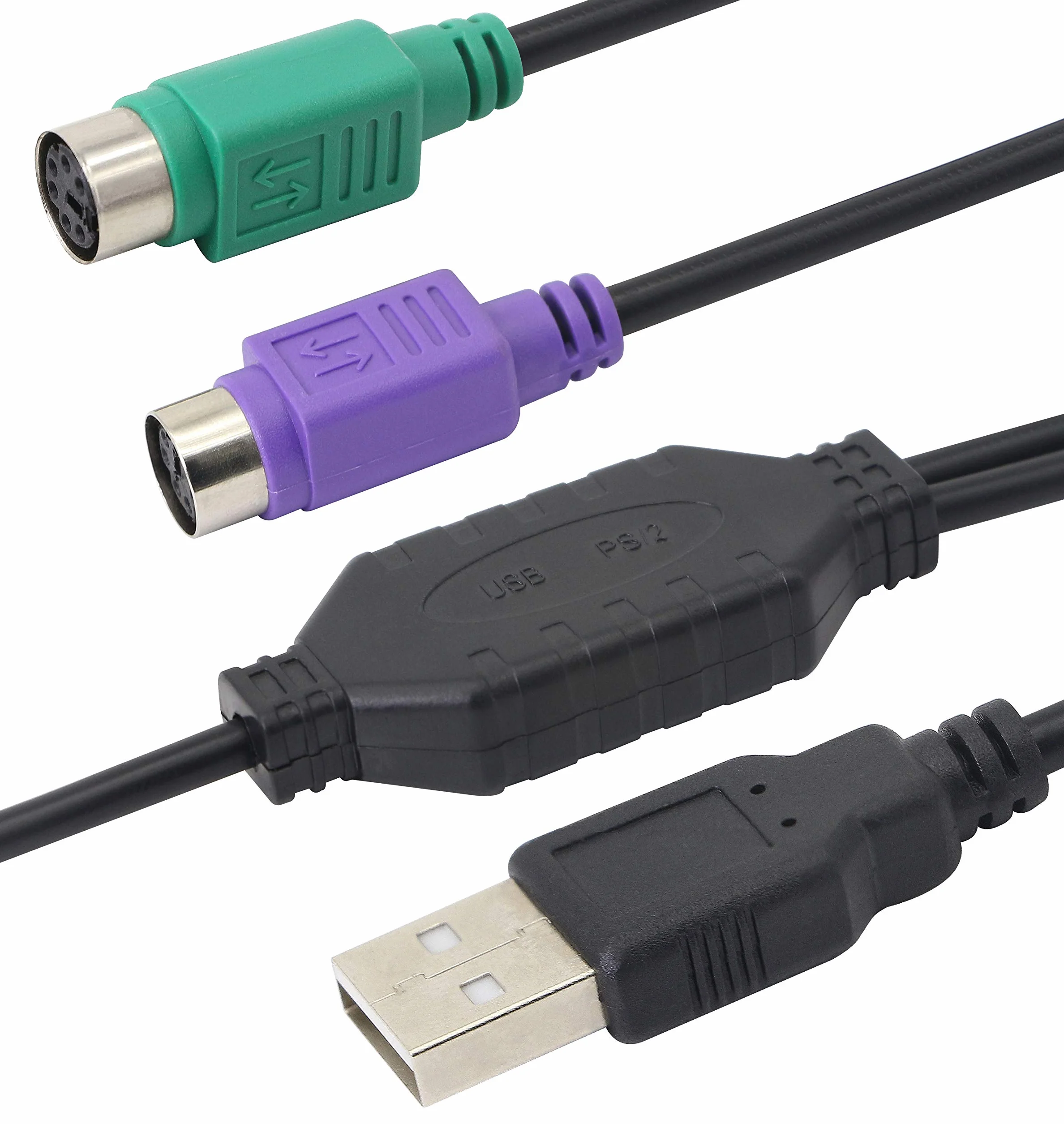 GELRHONR Kabel PS/2 na USB, Klawiatura i Mysz PS/2 na Adapter USB, Przedłużacz Klawiatury - Czarny